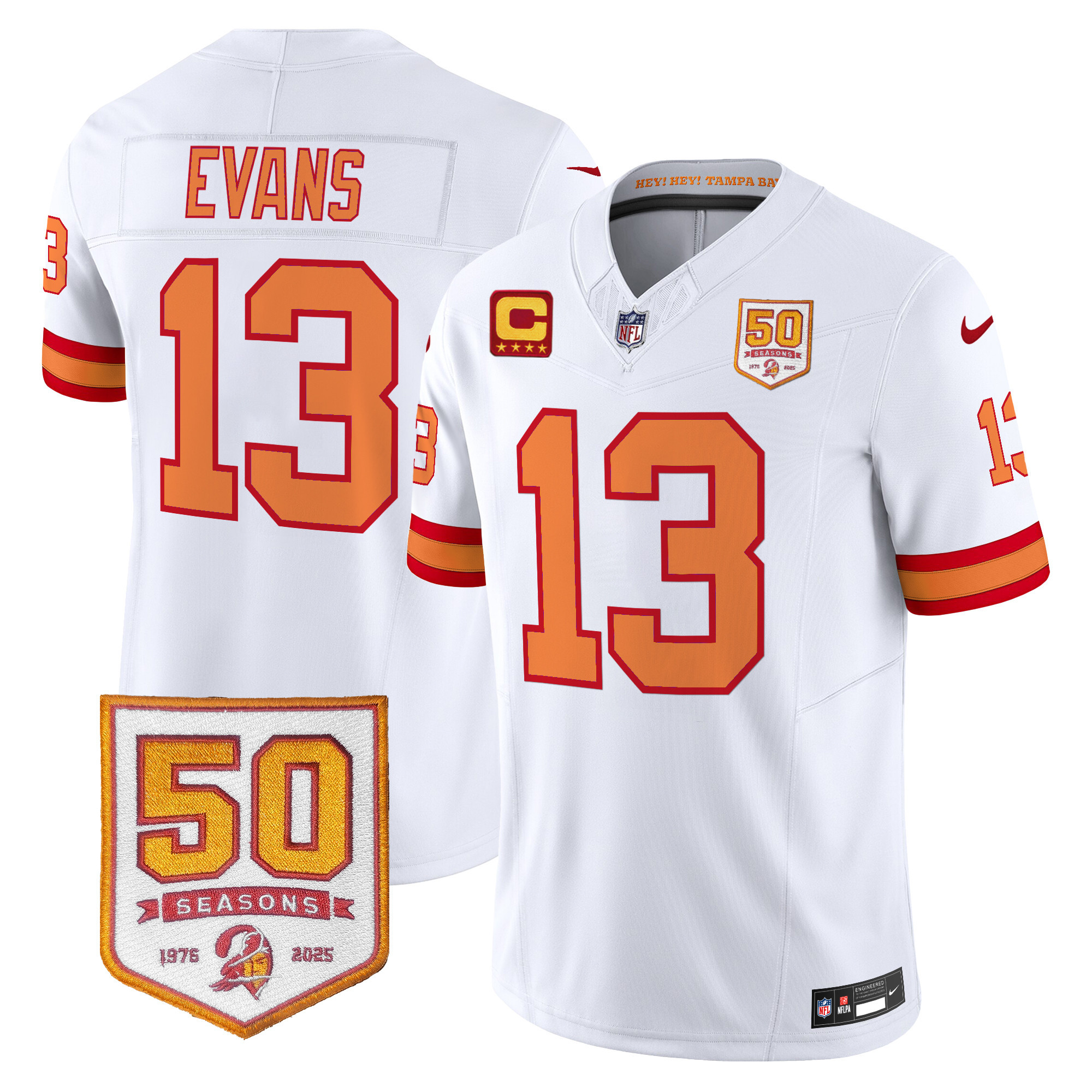 Men's Tampa Bay Buccaneers Throwback 50th Season Patch Vapor Limited Jersey - All Stitched