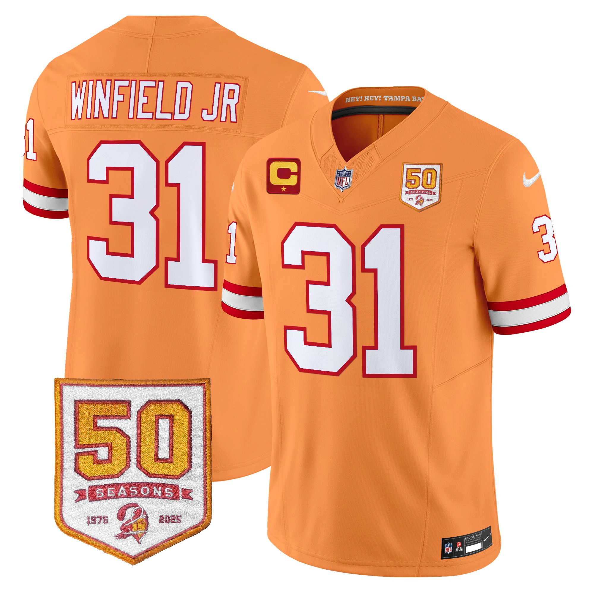 Men's Tampa Bay Buccaneers Throwback 50th Season Patch Vapor Limited Jersey - All Stitched
