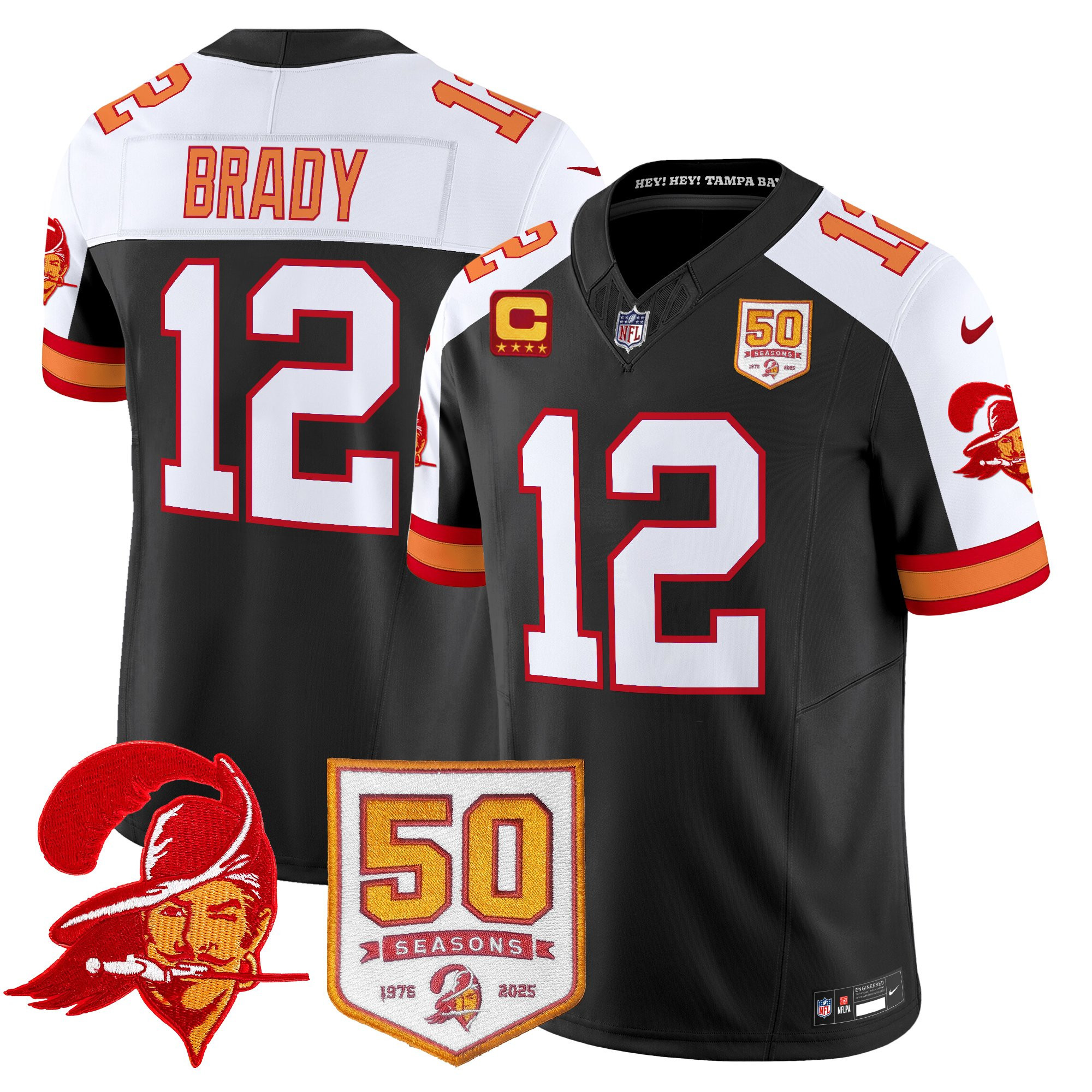 Men's Tampa Bay Buccaneers Throwback 50th Season Patch Vapor Limited Jersey - All Stitched