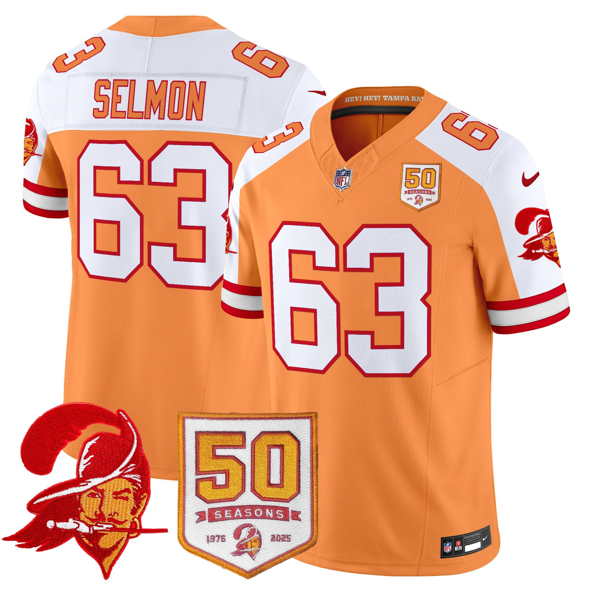 Men's Tampa Bay Buccaneers Throwback 50th Season Patch Vapor Limited Jersey - All Stitched