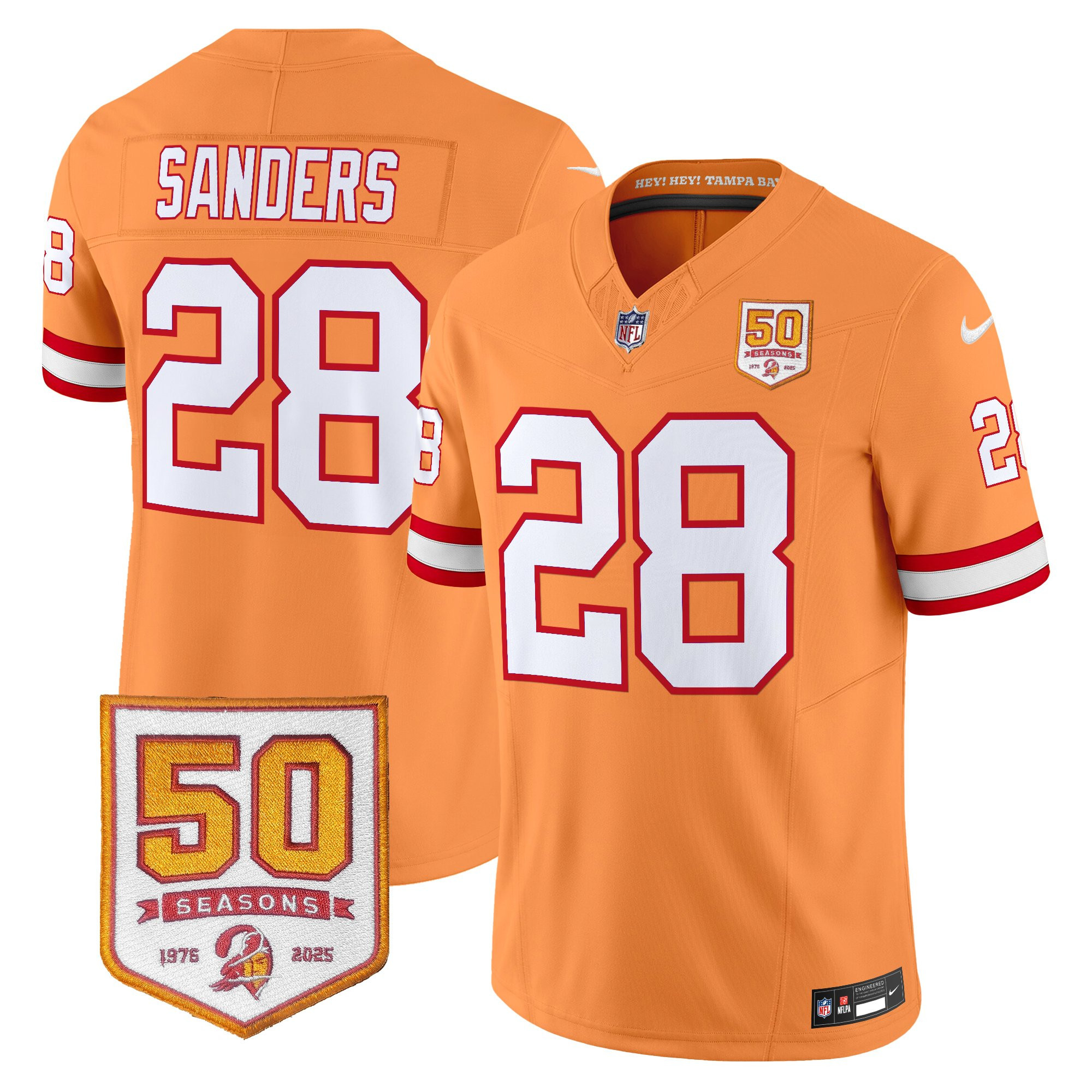 Men's Tampa Bay Buccaneers Throwback 50th Season Patch Vapor Limited Jersey - All Stitched