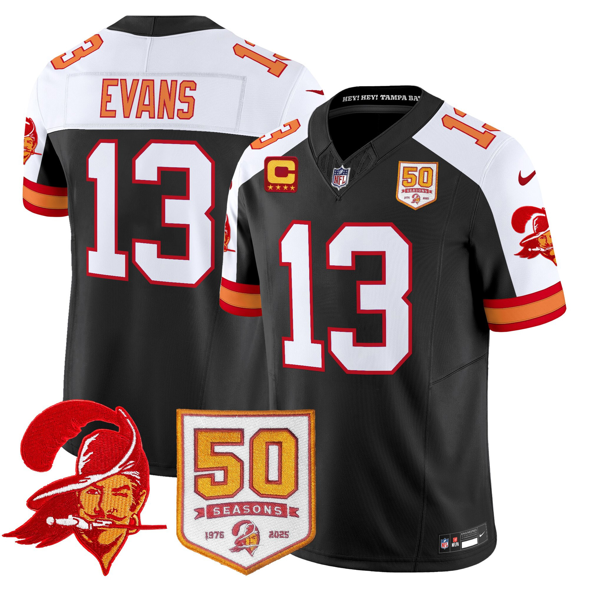 Men's Tampa Bay Buccaneers Throwback 50th Season Patch Vapor Limited Jersey - All Stitched