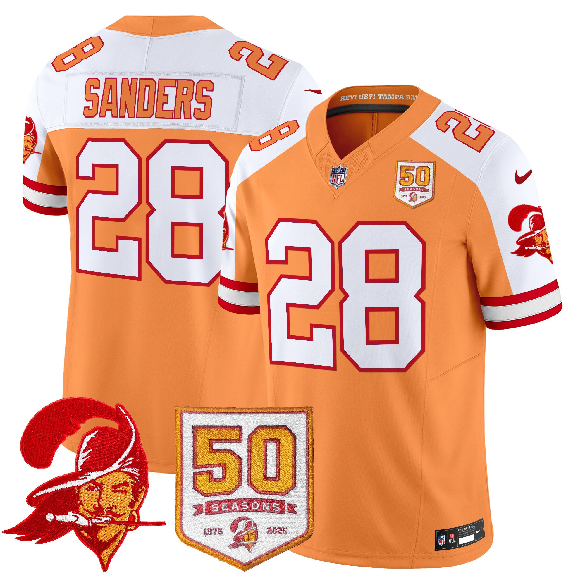 Men's Tampa Bay Buccaneers Throwback 50th Season Patch Vapor Limited Jersey - All Stitched