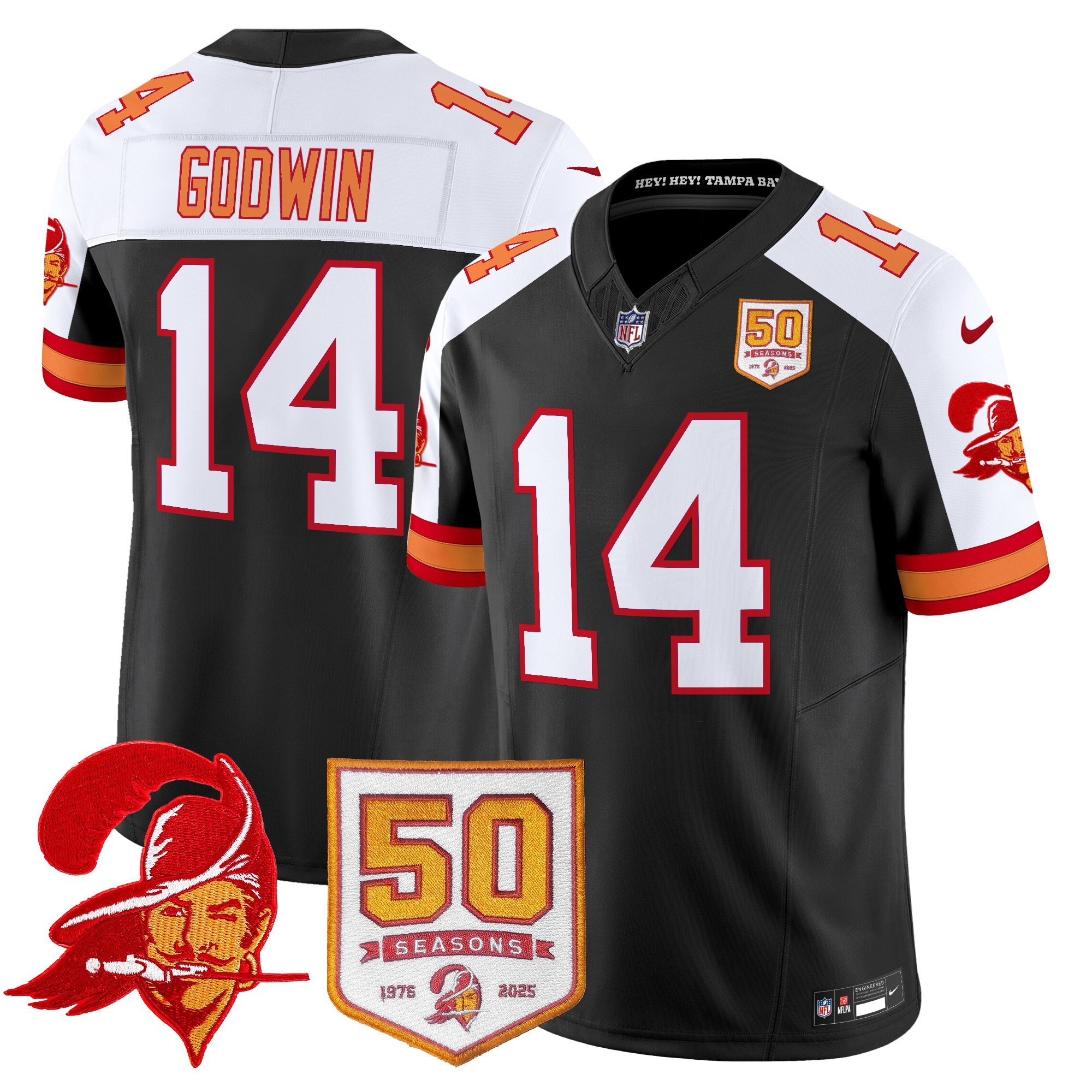 Men's Tampa Bay Buccaneers Throwback 50th Season Patch Vapor Limited Jersey - All Stitched