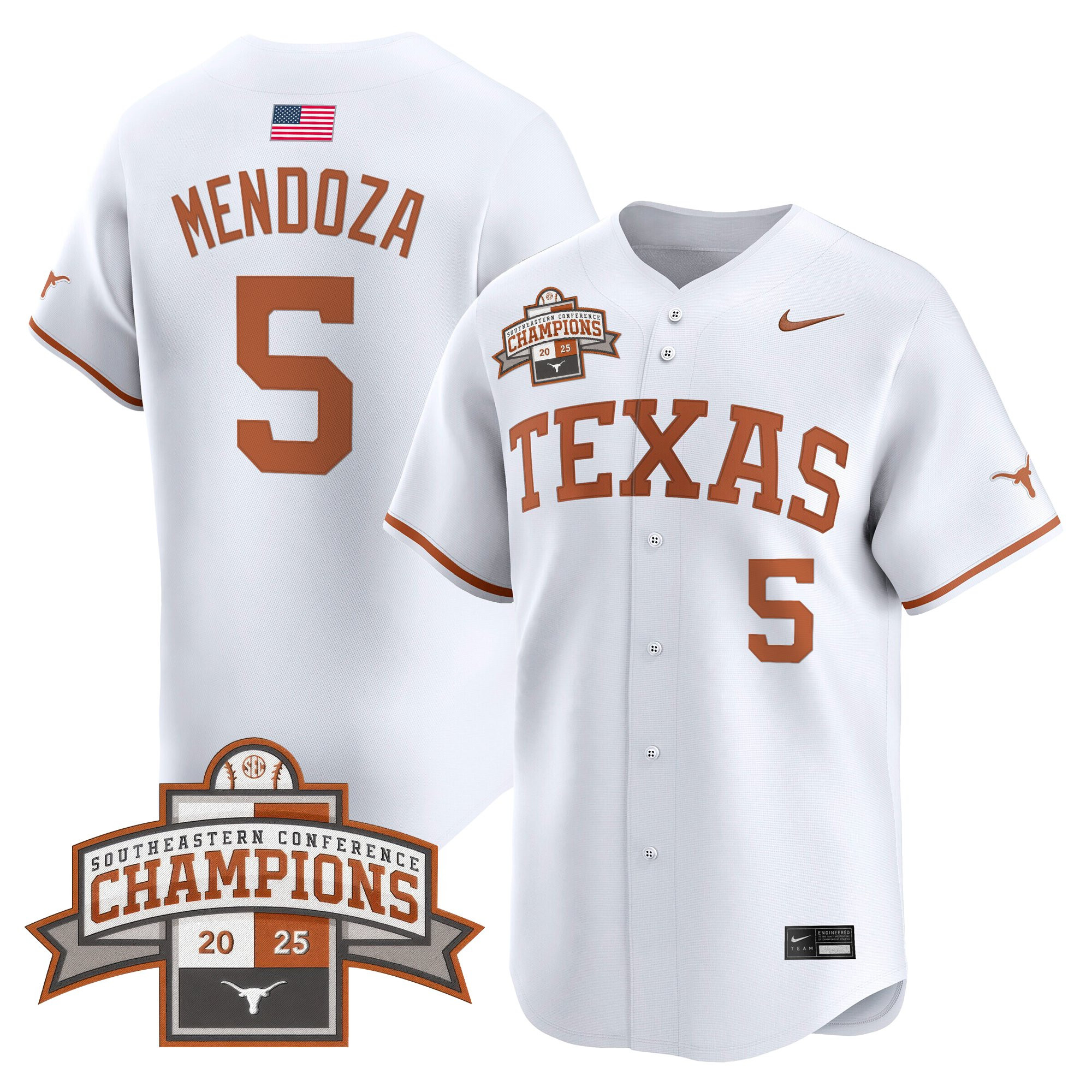 Men's Texas Longhorns 2025 Southeastern Conference Champions Vapor Premier Limited Jersey - All Stitched