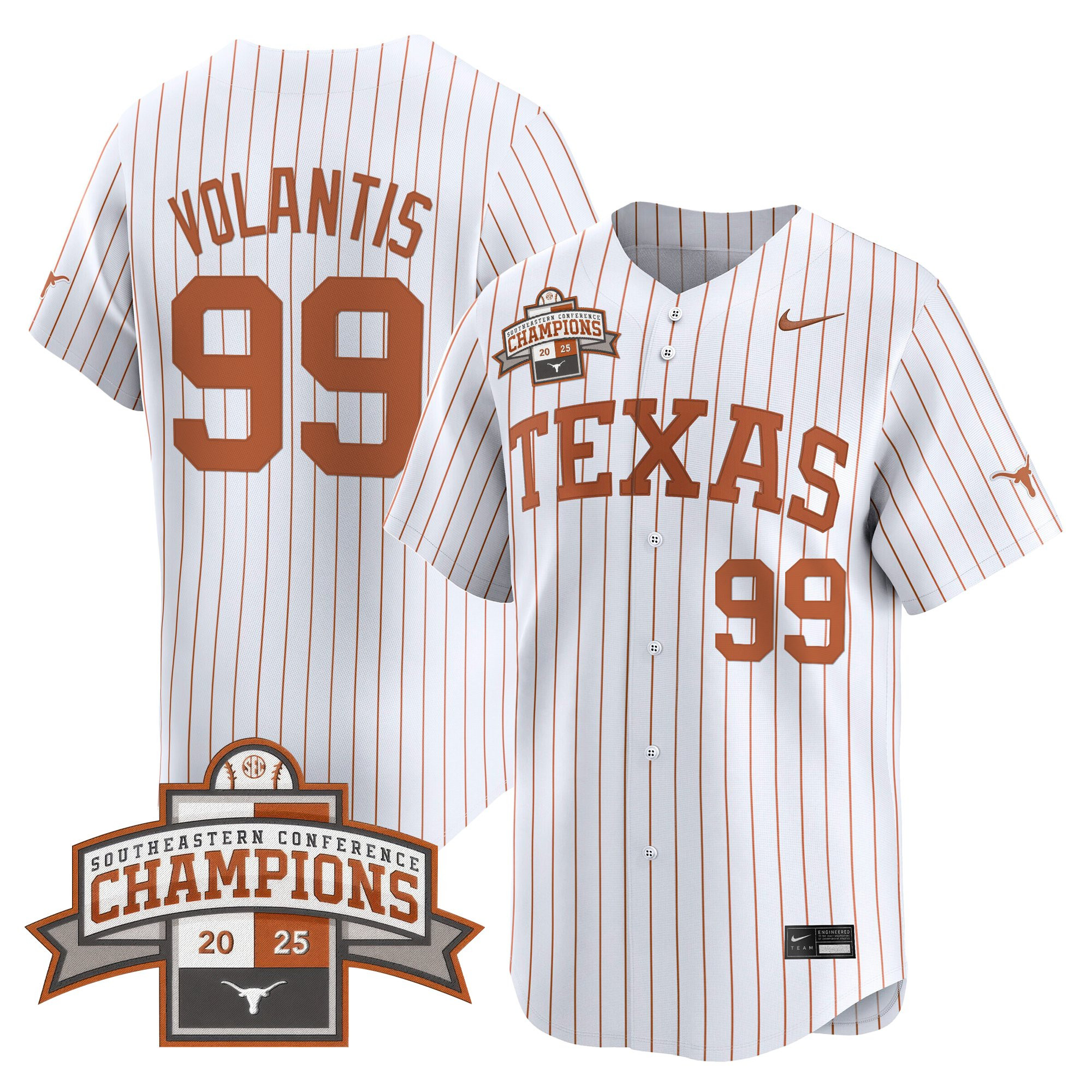 Men's Texas Longhorns 2025 Southeastern Conference Champions Vapor Premier Limited Jersey - All Stitched
