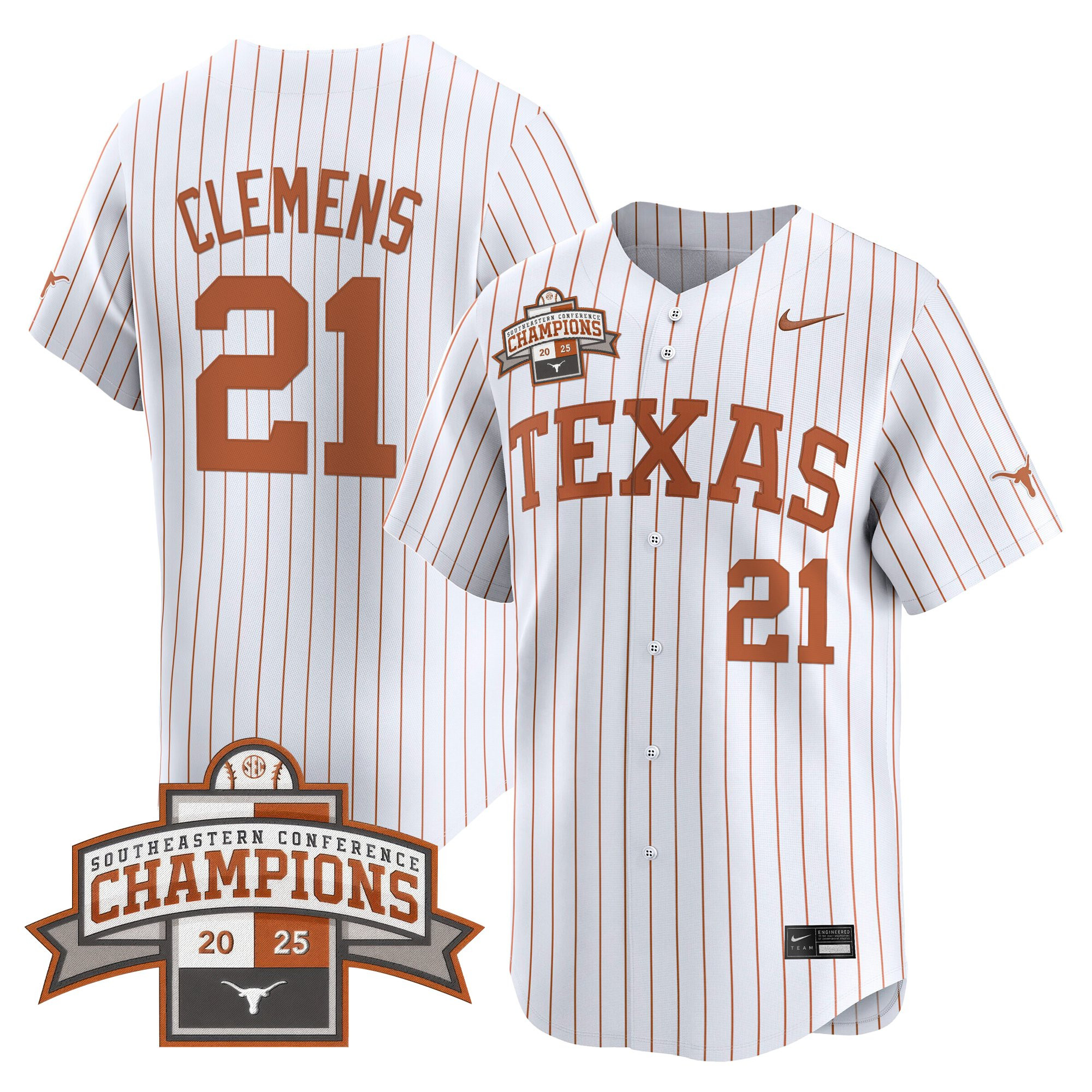 Men's Texas Longhorns 2025 Southeastern Conference Champions Vapor Premier Limited Jersey - All Stitched