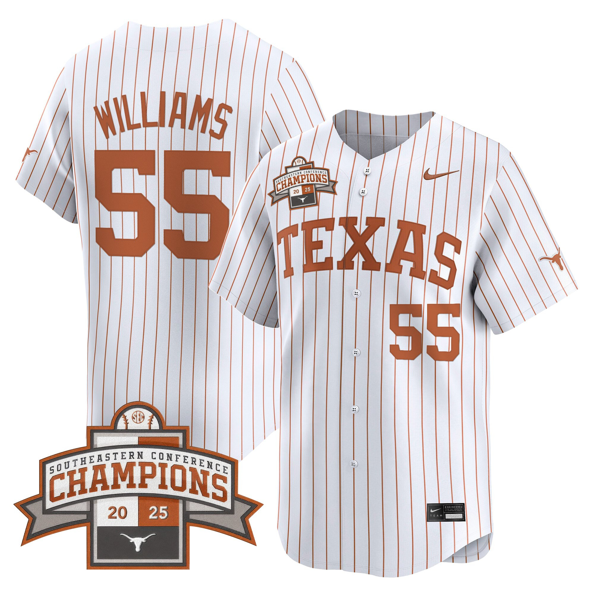 Men's Texas Longhorns 2025 Southeastern Conference Champions Vapor Premier Limited Jersey - All Stitched