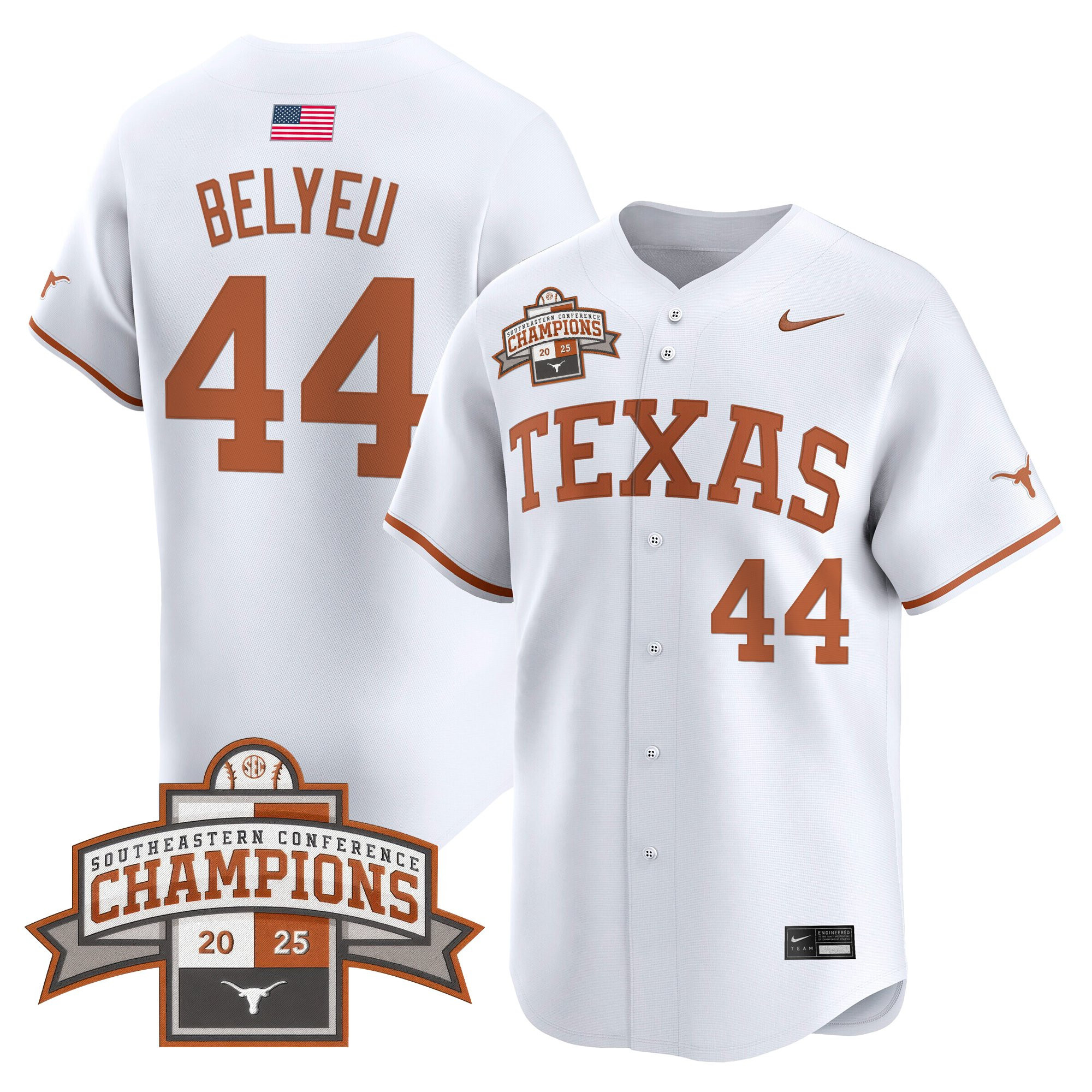 Men's Texas Longhorns 2025 Southeastern Conference Champions Vapor Premier Limited Jersey - All Stitched