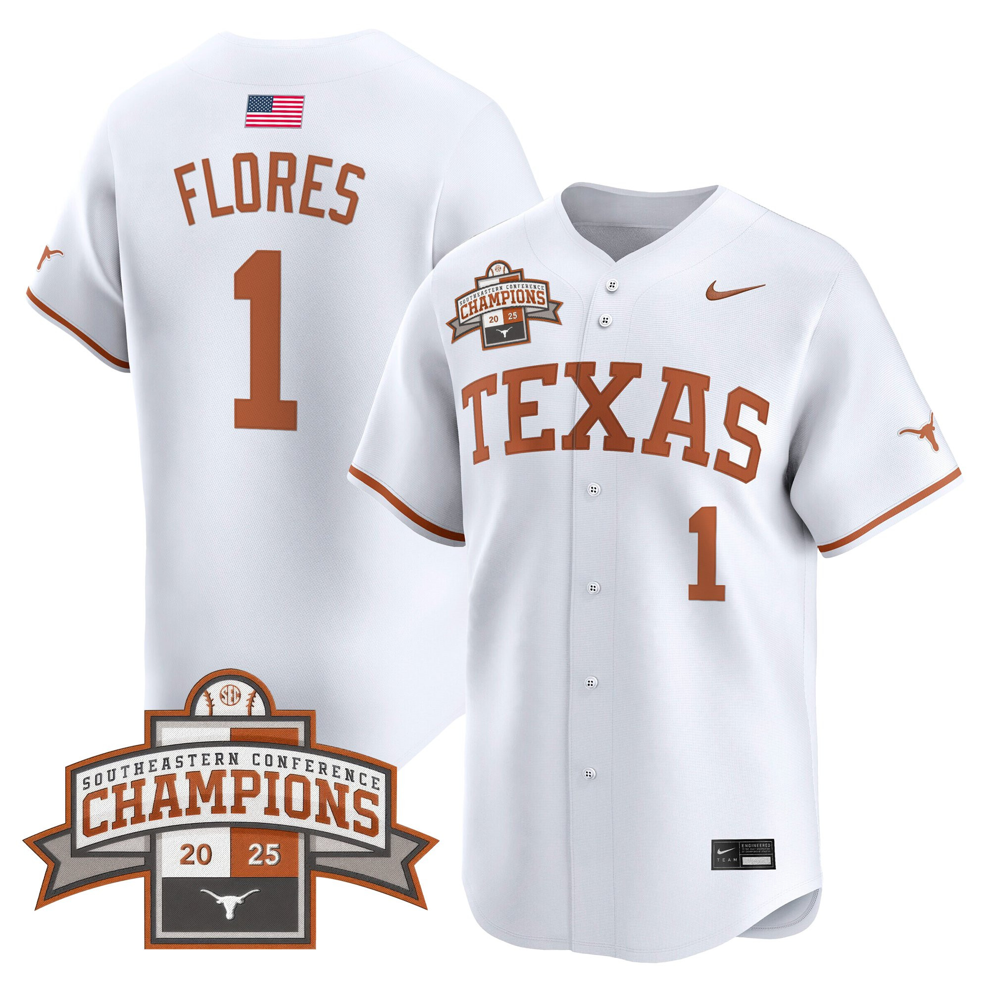 Men's Texas Longhorns 2025 Southeastern Conference Champions Vapor Premier Limited Jersey - All Stitched