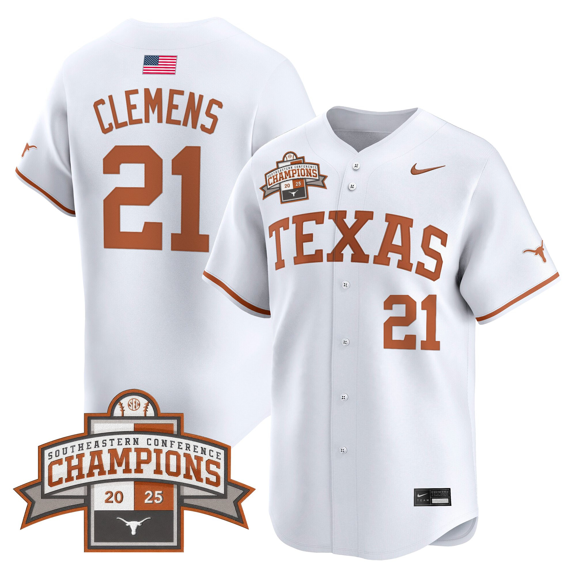 Men's Texas Longhorns 2025 Southeastern Conference Champions Vapor Premier Limited Jersey - All Stitched