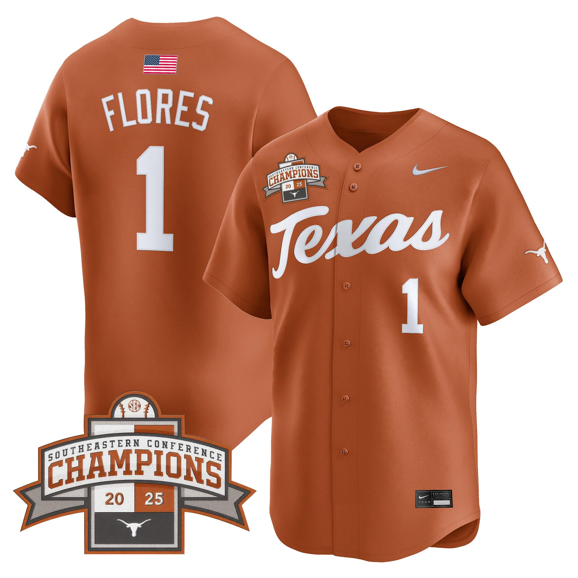 Men's Texas Longhorns 2025 Southeastern Conference Champions Vapor Premier Limited Jersey - All Stitched
