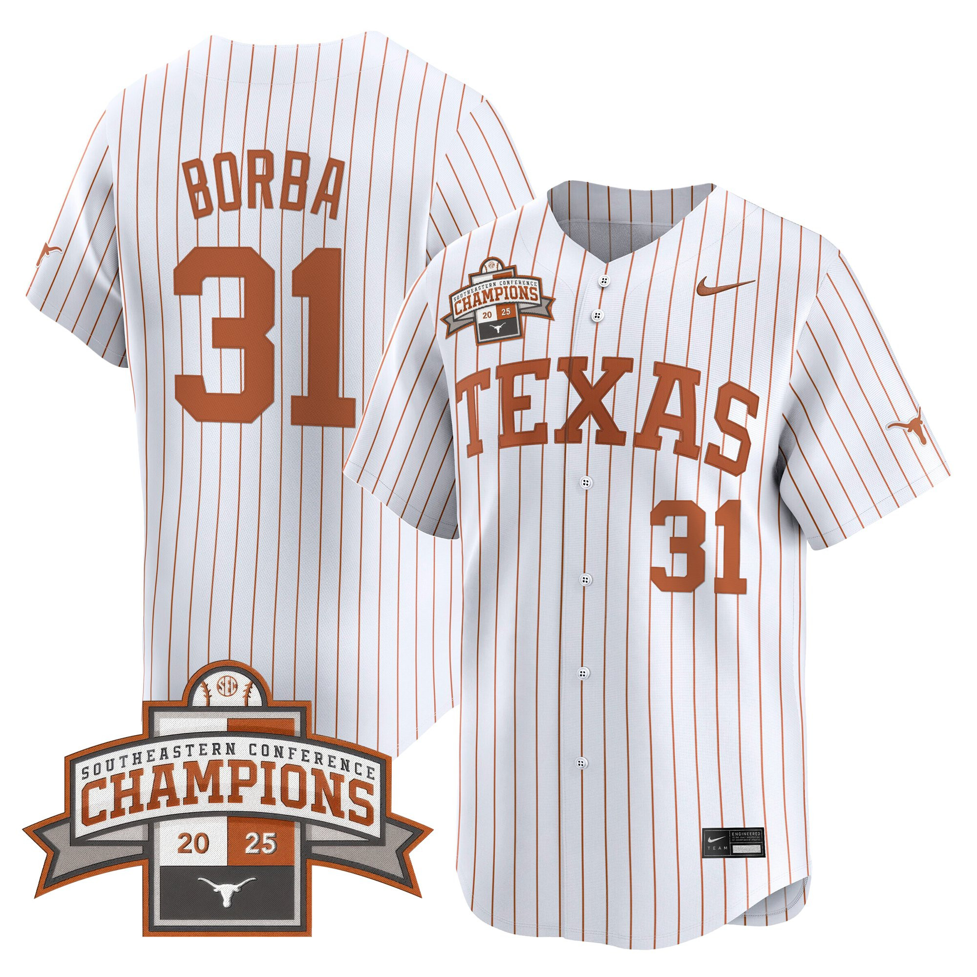 Men's Texas Longhorns 2025 Southeastern Conference Champions Vapor Premier Limited Jersey - All Stitched