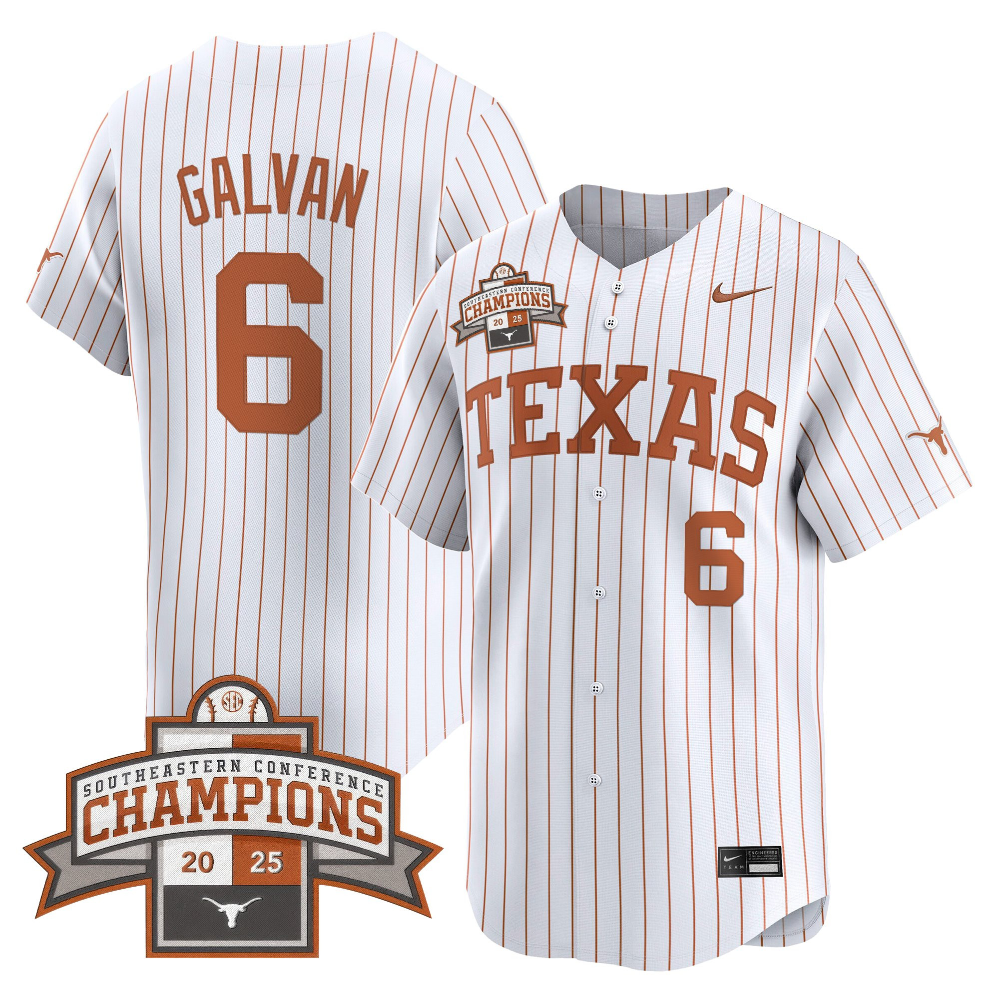 Men's Texas Longhorns 2025 Southeastern Conference Champions Vapor Premier Limited Jersey - All Stitched