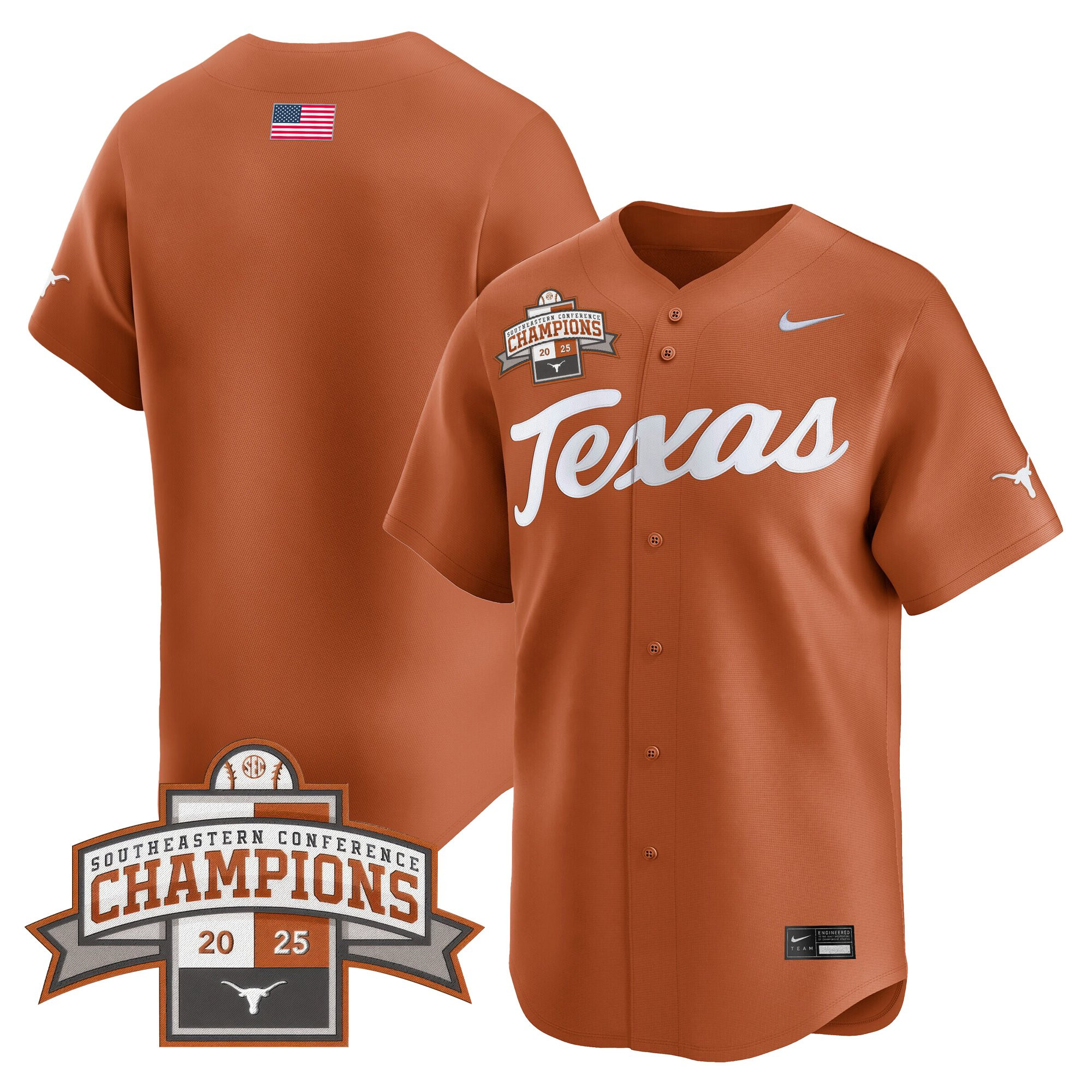 Men's Texas Longhorns 2025 Southeastern Conference Champions Vapor Premier Limited Jersey - All Stitched