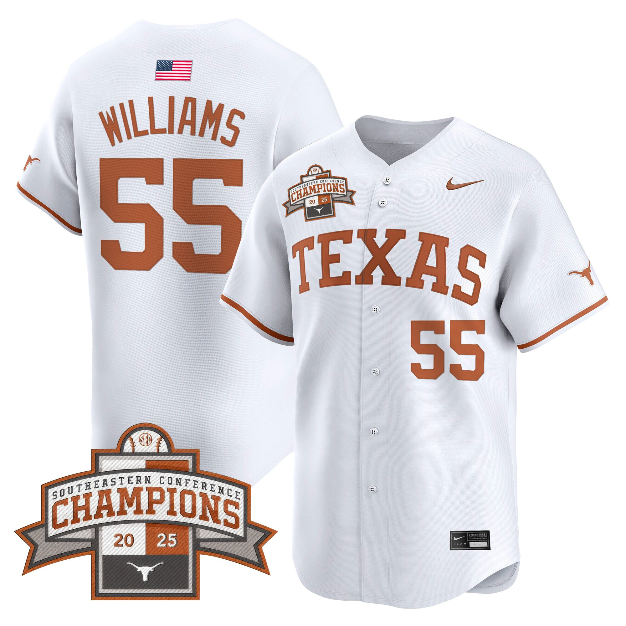 Men's Texas Longhorns 2025 Southeastern Conference Champions Vapor Premier Limited Jersey - All Stitched