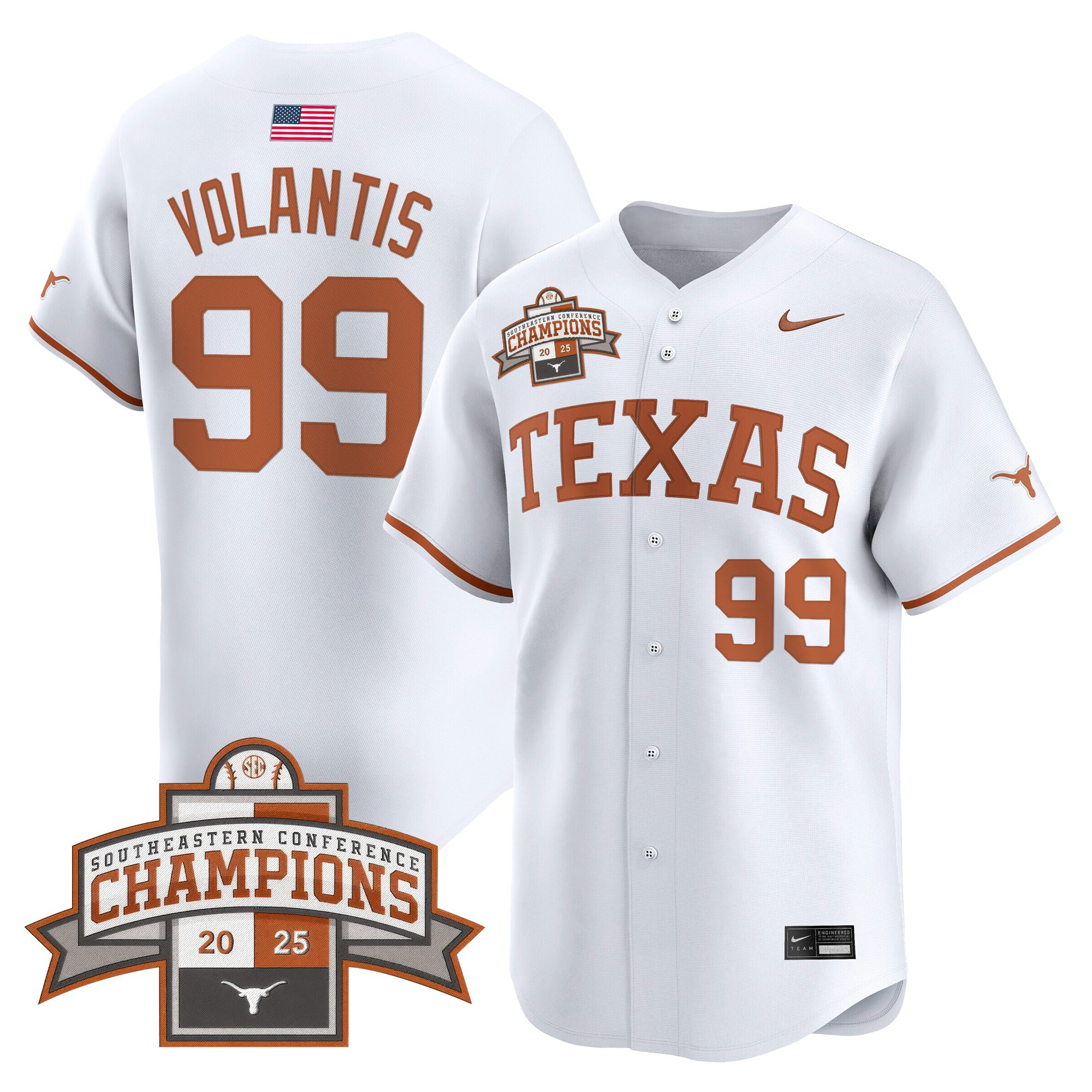 Men's Texas Longhorns 2025 Southeastern Conference Champions Vapor Premier Limited Jersey - All Stitched