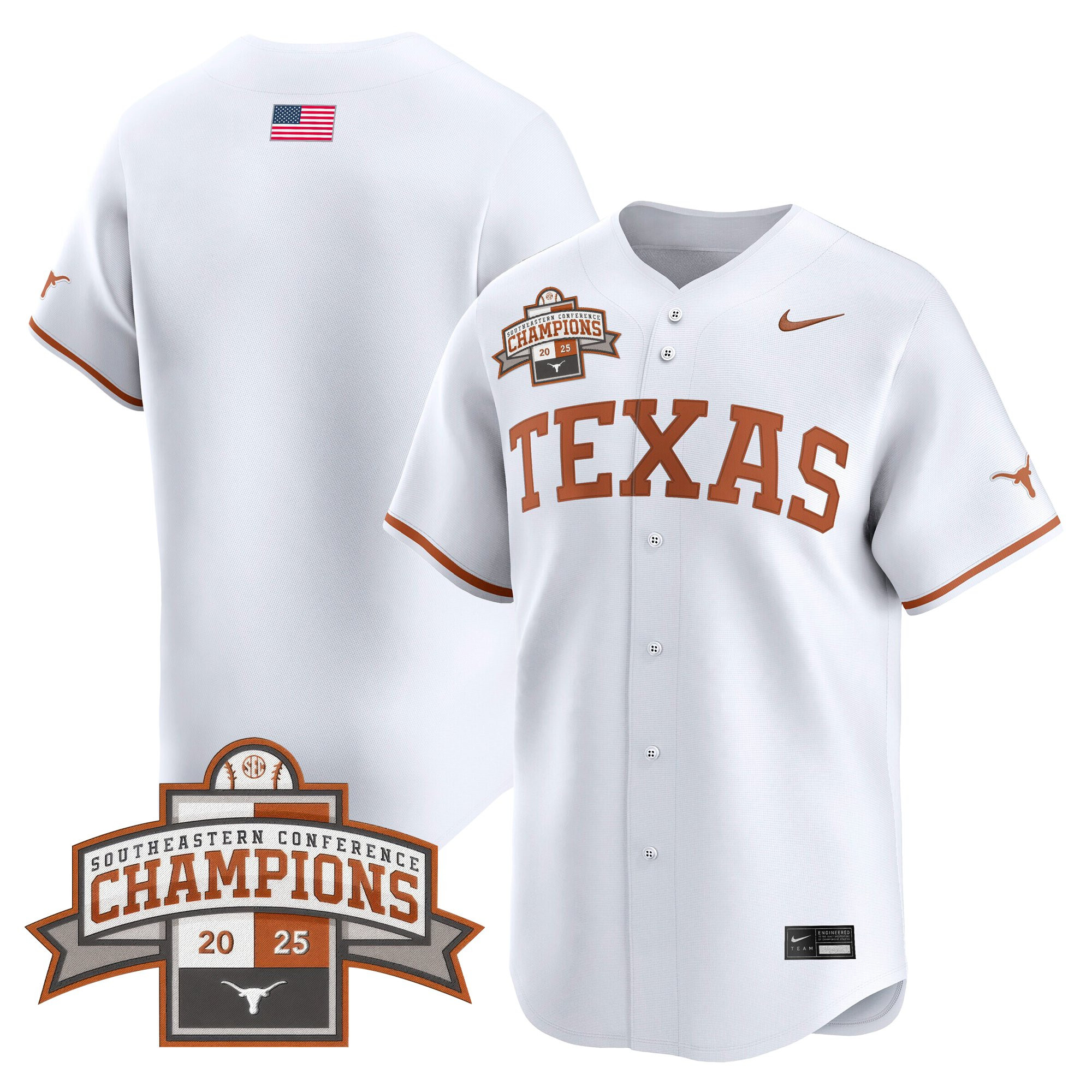 Men's Texas Longhorns 2025 Southeastern Conference Champions Vapor Premier Limited Jersey - All Stitched