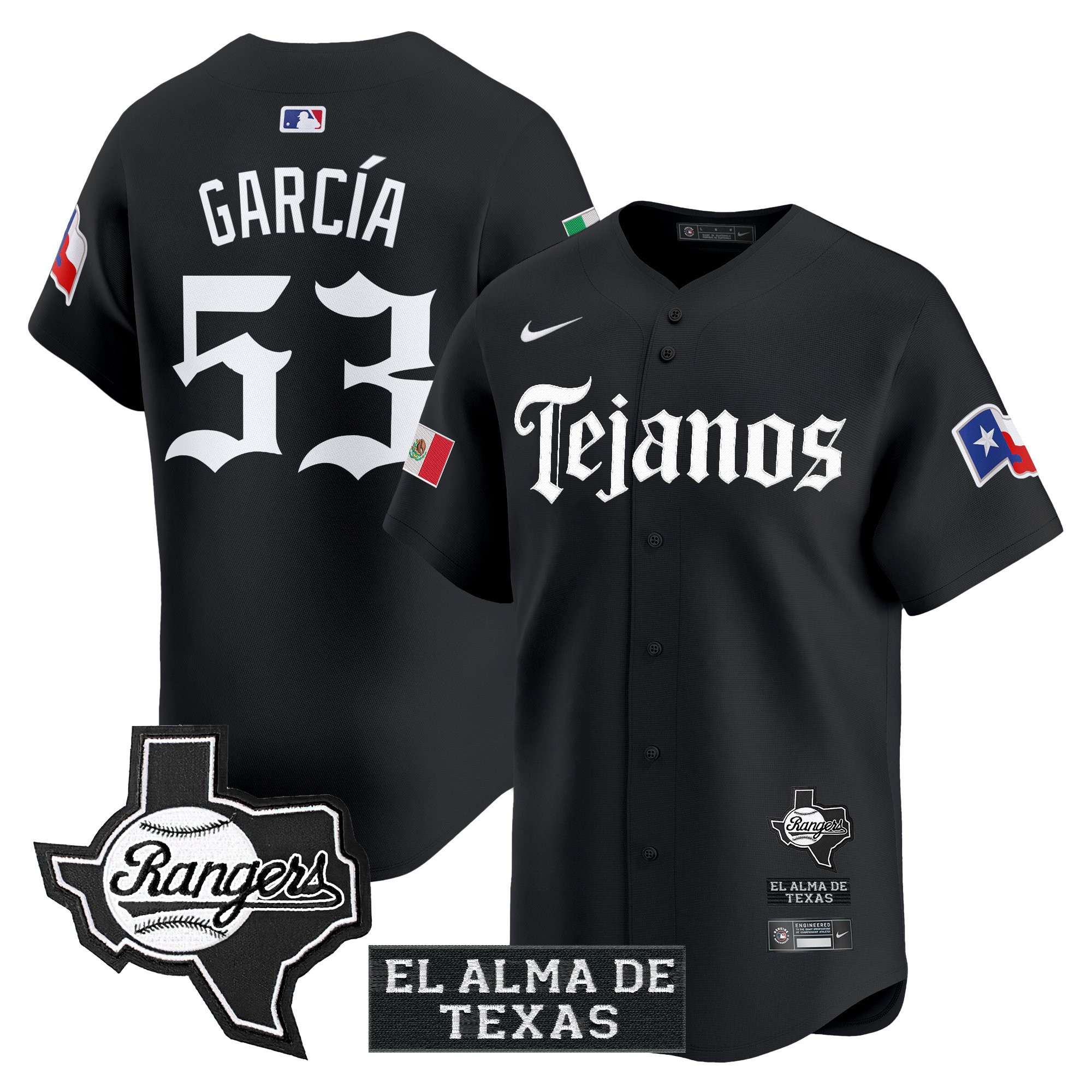 Men's Texas Rangers Mexico Tejano Barrio Style Vapor Premier Limited Jersey - All Stitched