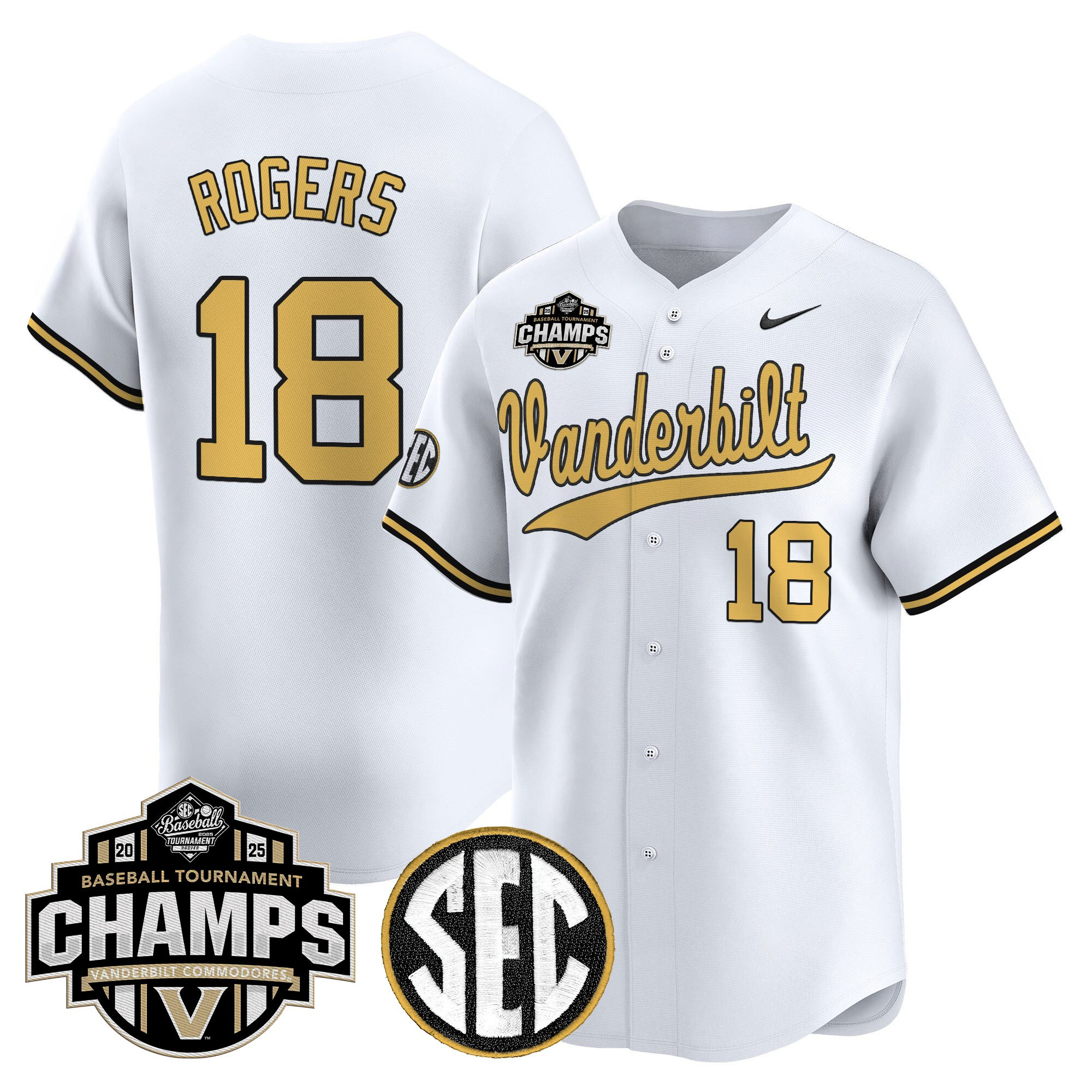 Men's Vanderbilt Commodores 2025 SEC Conference Tournament Champions Vapor Premier Limited Jersey - All Stitched