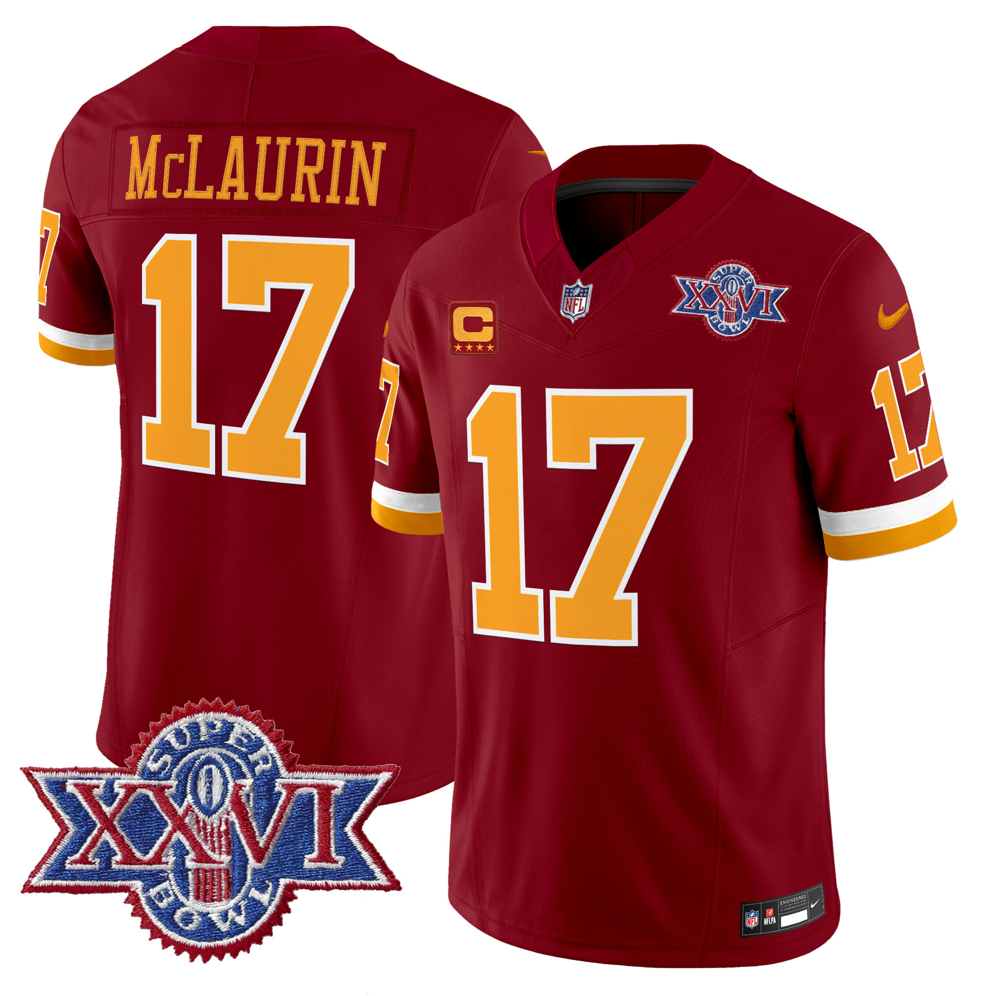 Men's Washington Redskins Throwback 1992 Super Bowl XXVI Patch Vapor Limited Jersey - All Stitched