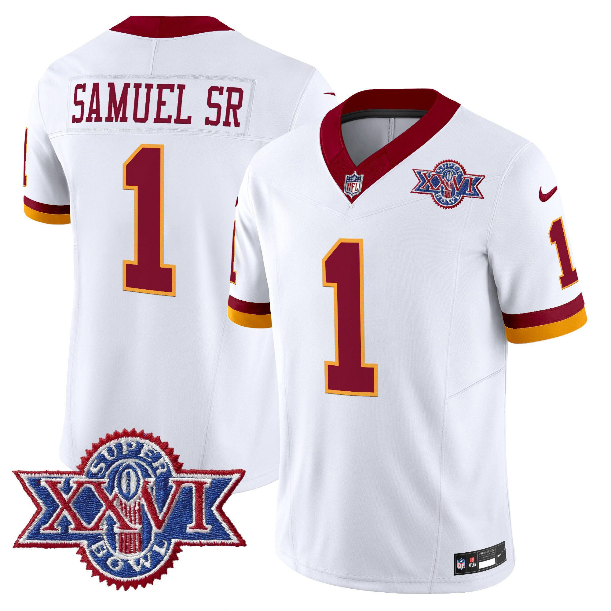 Men's Washington Redskins Throwback 1992 Super Bowl XXVI Patch Vapor Limited Jersey - All Stitched