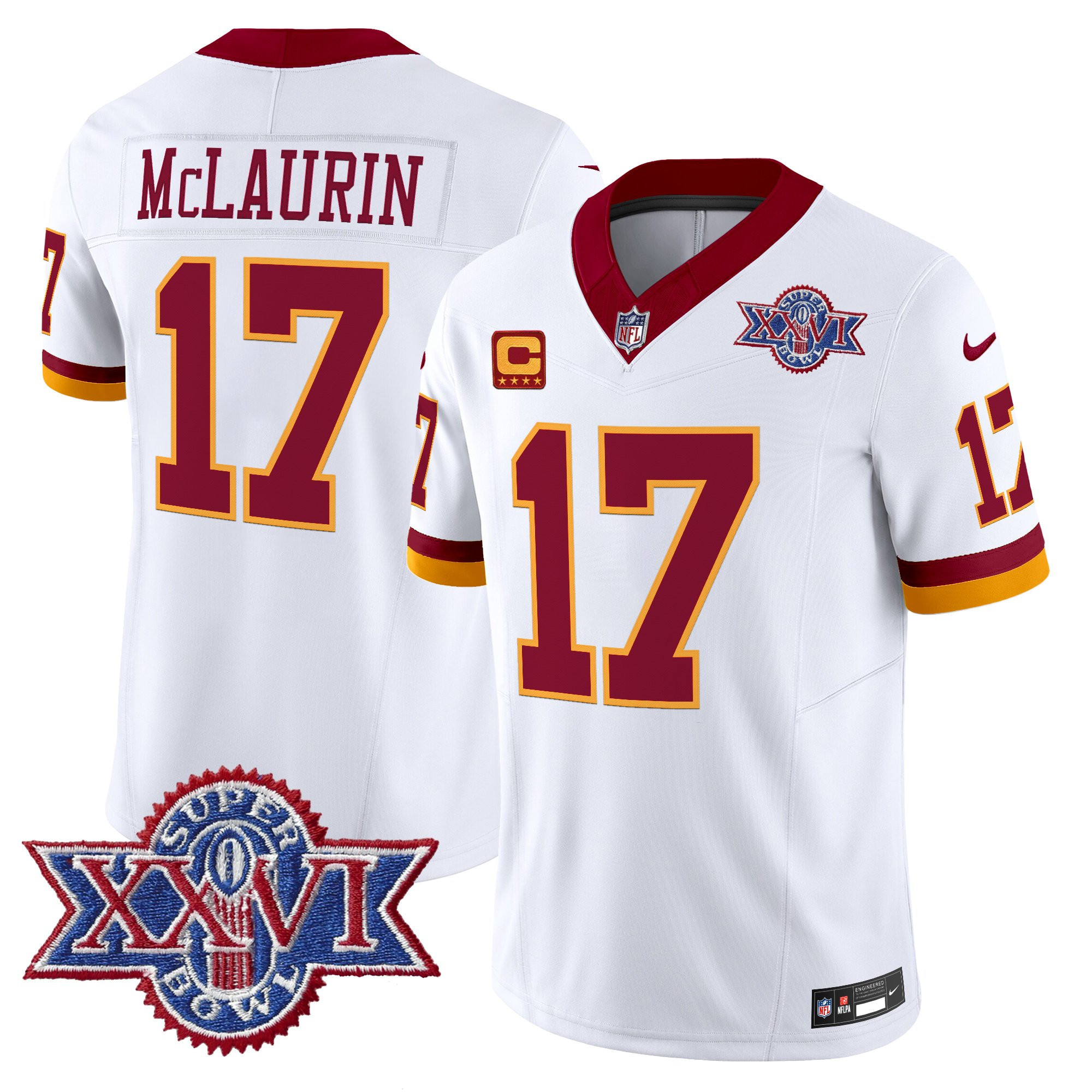 Men's Washington Redskins Throwback 1992 Super Bowl XXVI Patch Vapor Limited Jersey - All Stitched