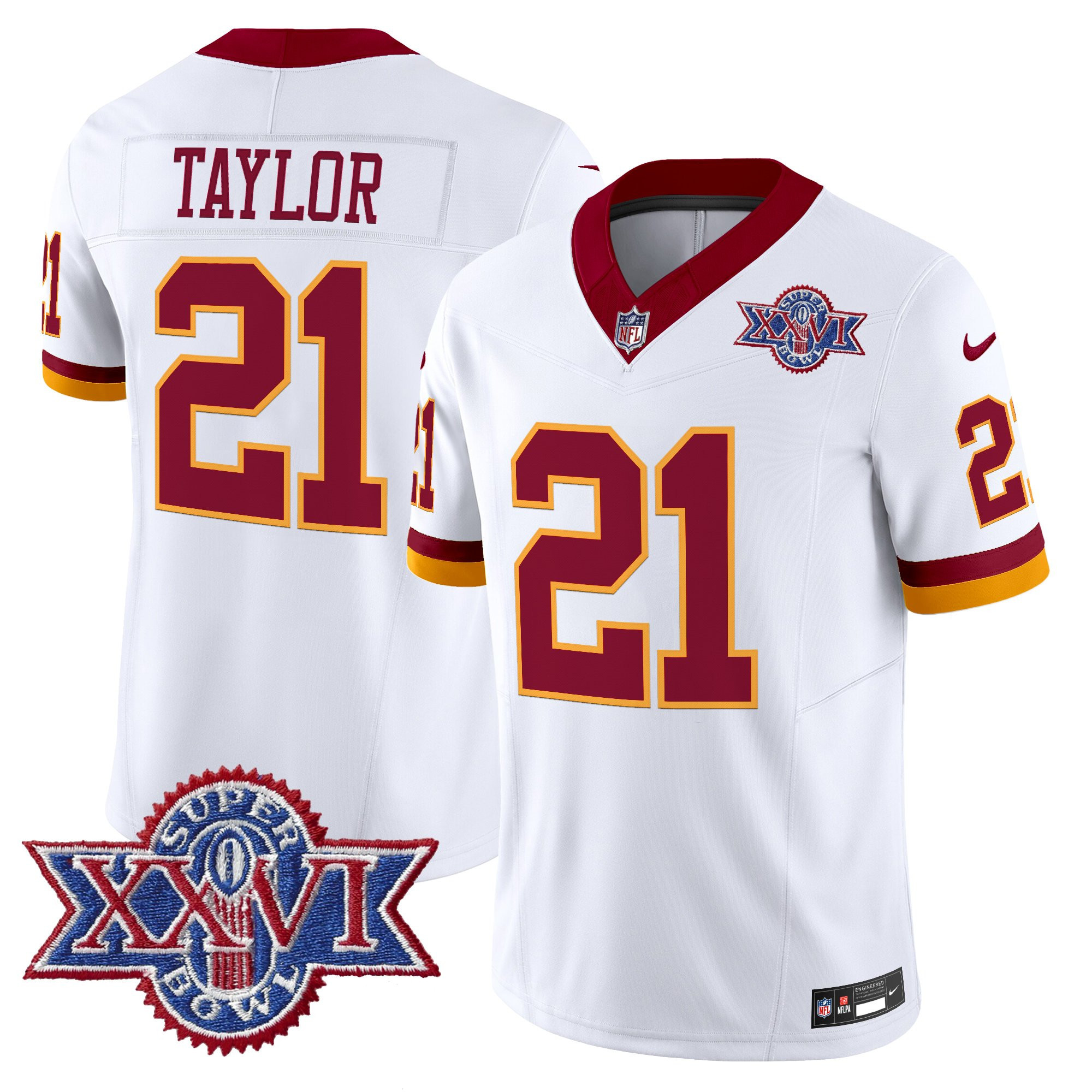 Men's Washington Redskins Throwback 1992 Super Bowl XXVI Patch Vapor Limited Jersey - All Stitched