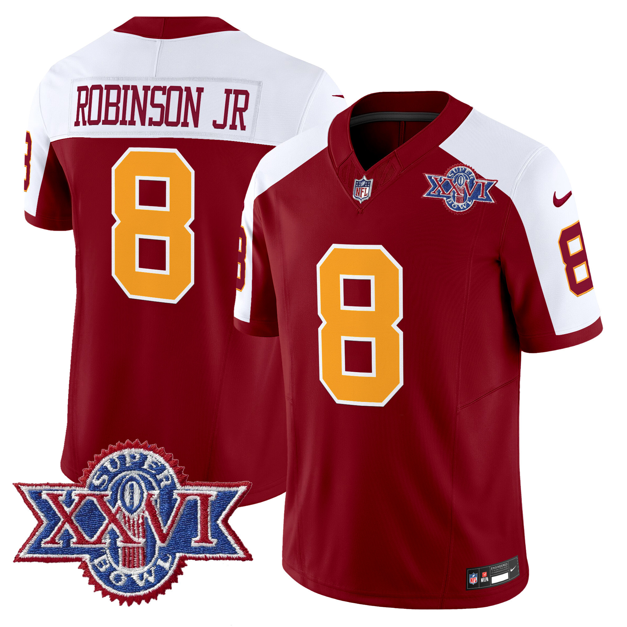 Men's Washington Redskins Throwback 1992 Super Bowl XXVI Patch Vapor Limited Jersey - All Stitched