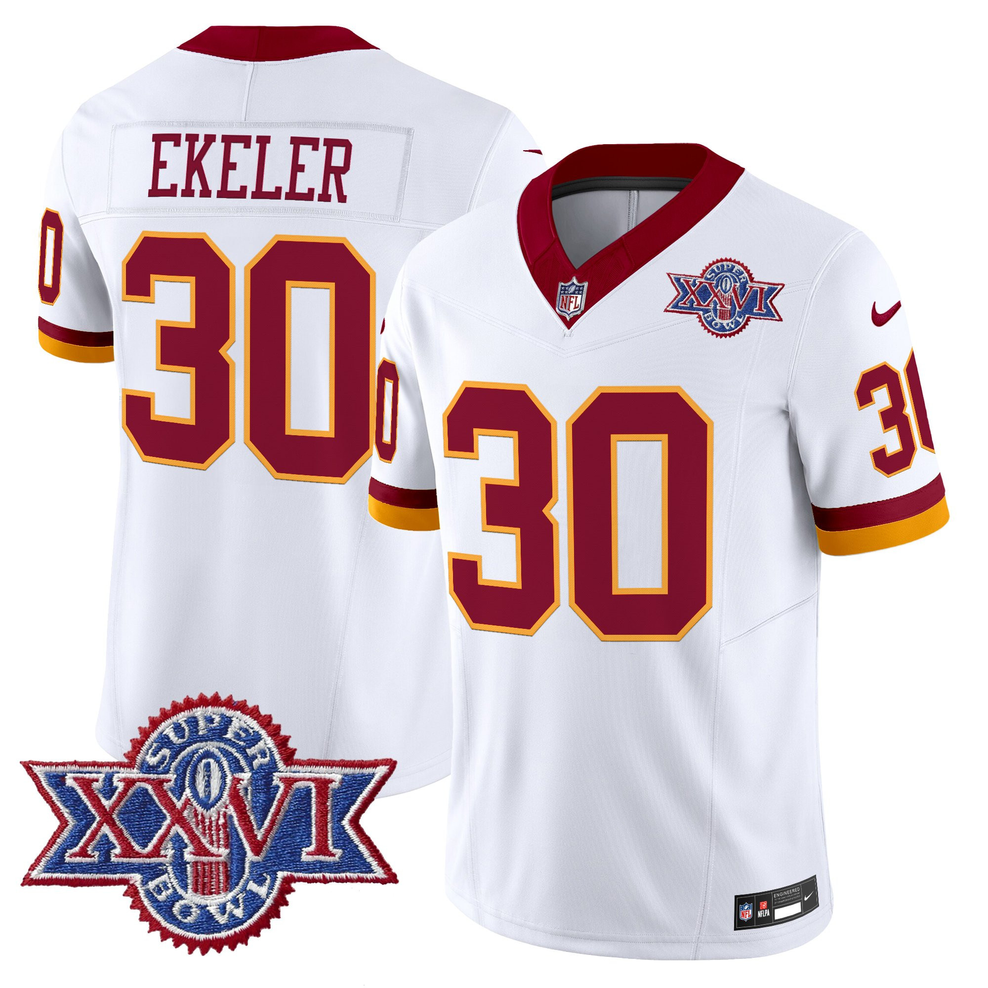 Men's Washington Redskins Throwback 1992 Super Bowl XXVI Patch Vapor Limited Jersey - All Stitched