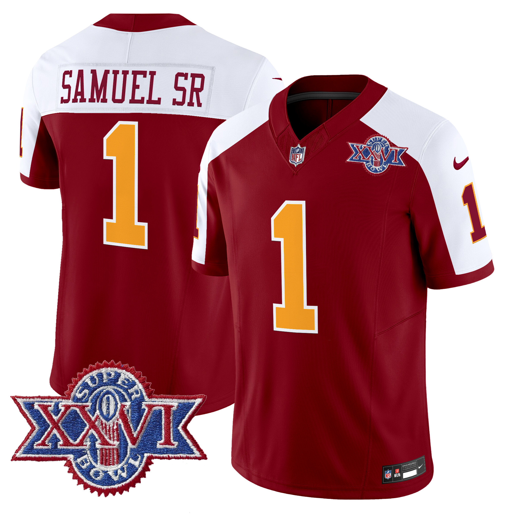 Men's Washington Redskins Throwback 1992 Super Bowl XXVI Patch Vapor Limited Jersey - All Stitched