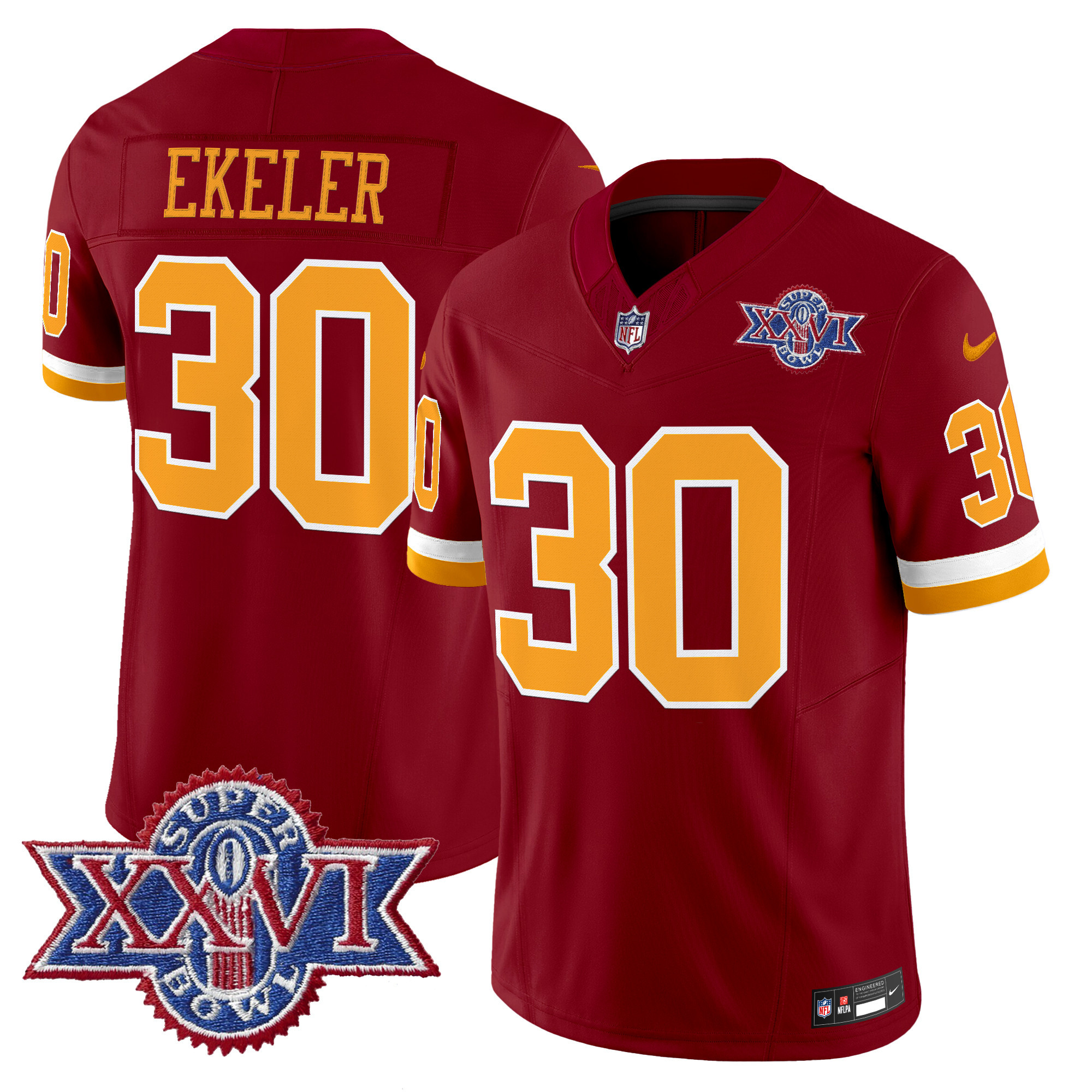 Men's Washington Redskins Throwback 1992 Super Bowl XXVI Patch Vapor Limited Jersey - All Stitched