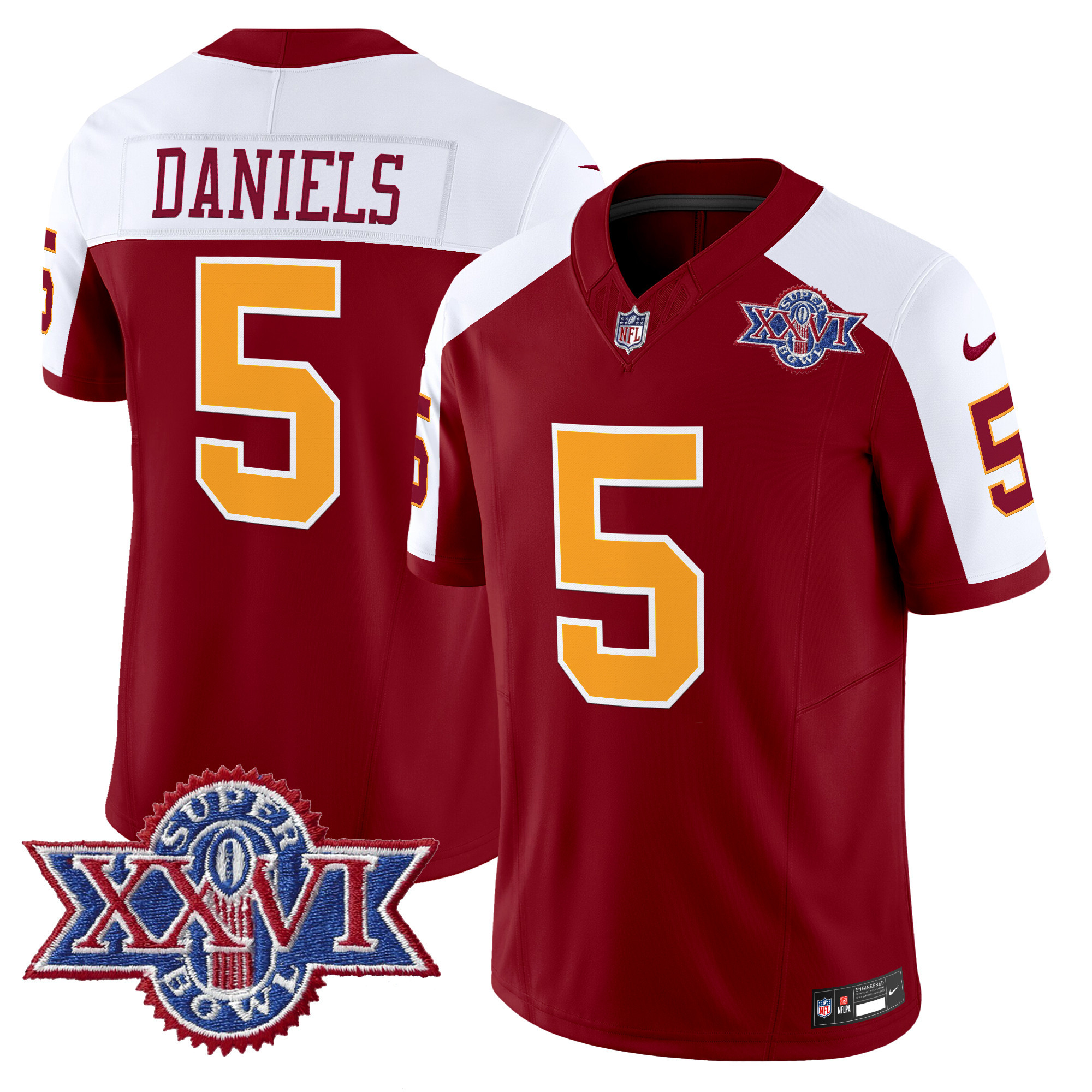 Men's Washington Redskins Throwback 1992 Super Bowl XXVI Patch Vapor Limited Jersey - All Stitched