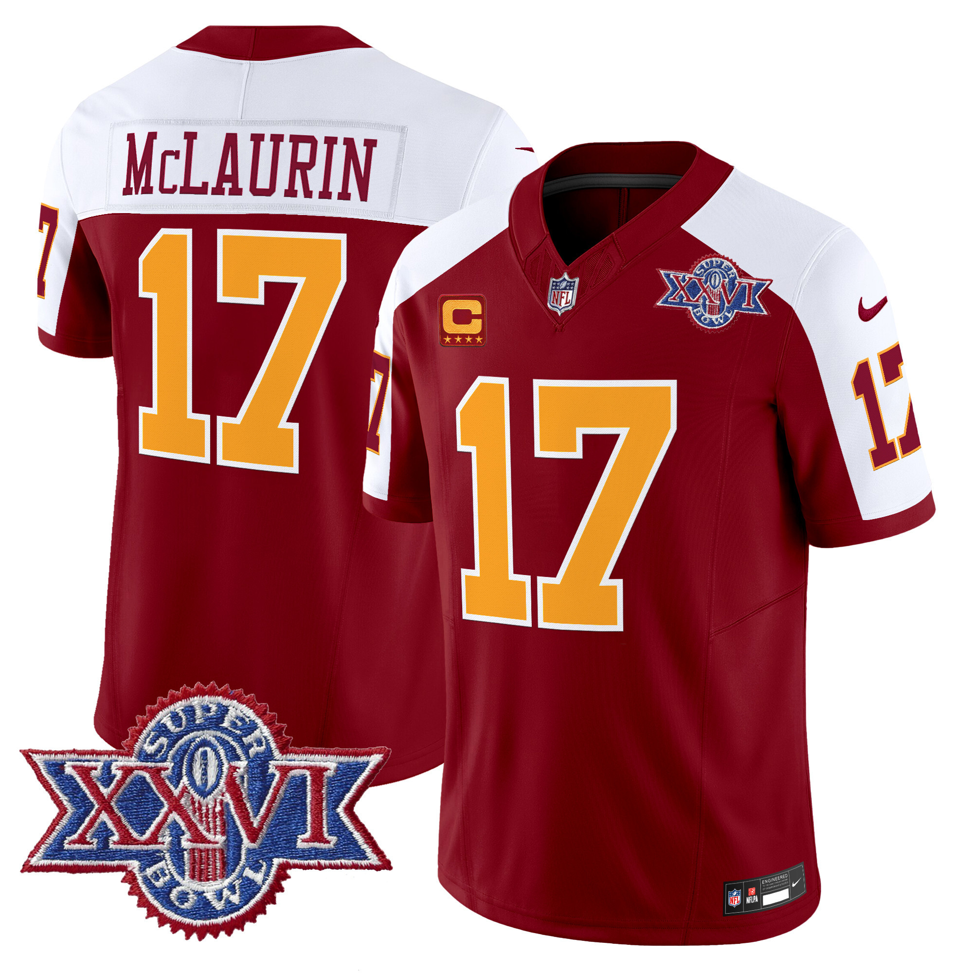 Men's Washington Redskins Throwback 1992 Super Bowl XXVI Patch Vapor Limited Jersey - All Stitched