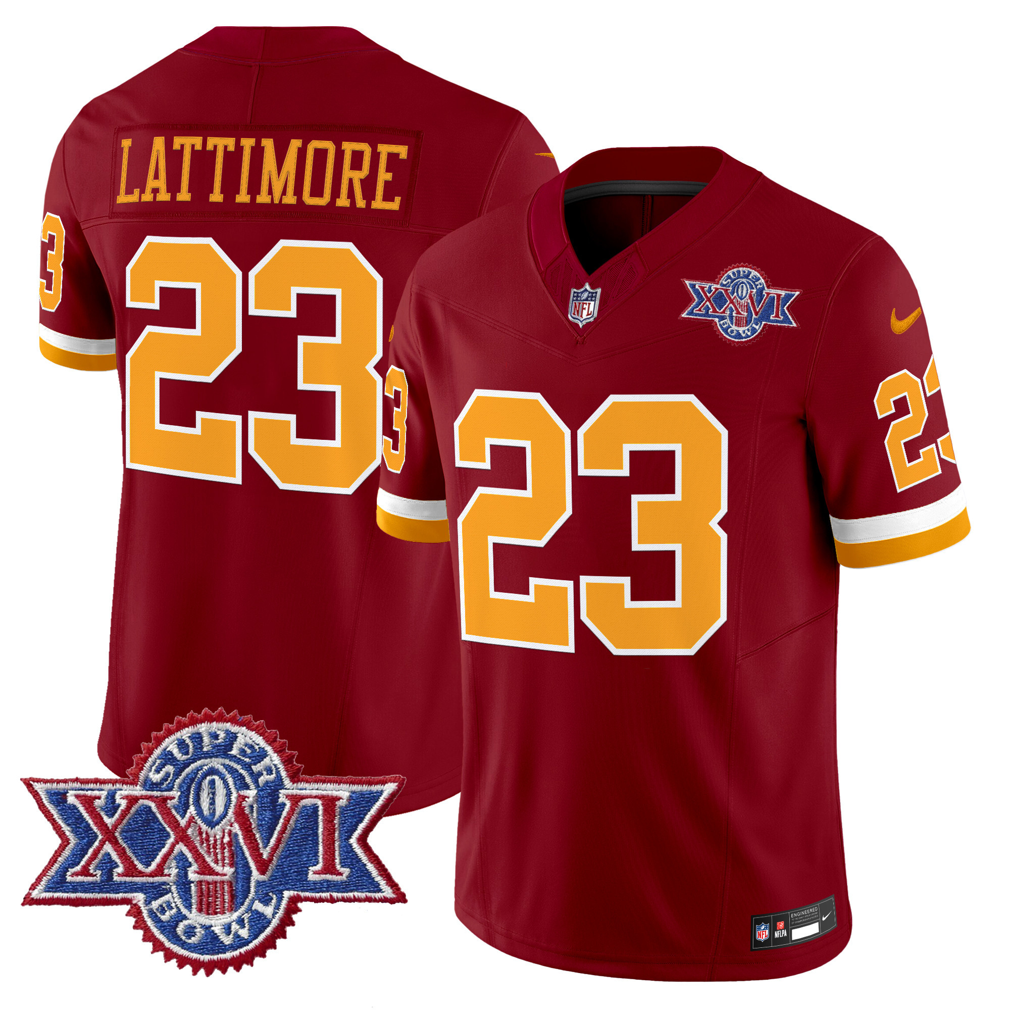 Men's Washington Redskins Throwback 1992 Super Bowl XXVI Patch Vapor Limited Jersey - All Stitched