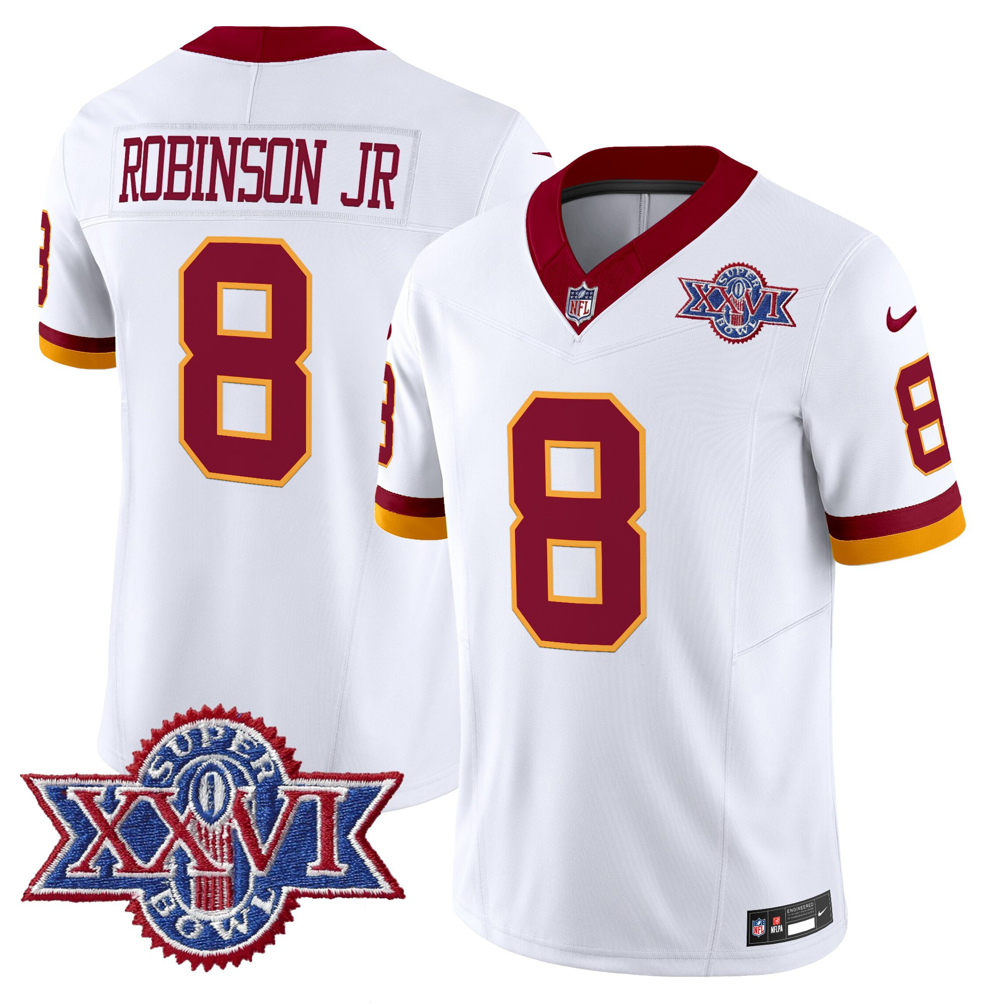 Men's Washington Redskins Throwback 1992 Super Bowl XXVI Patch Vapor Limited Jersey - All Stitched