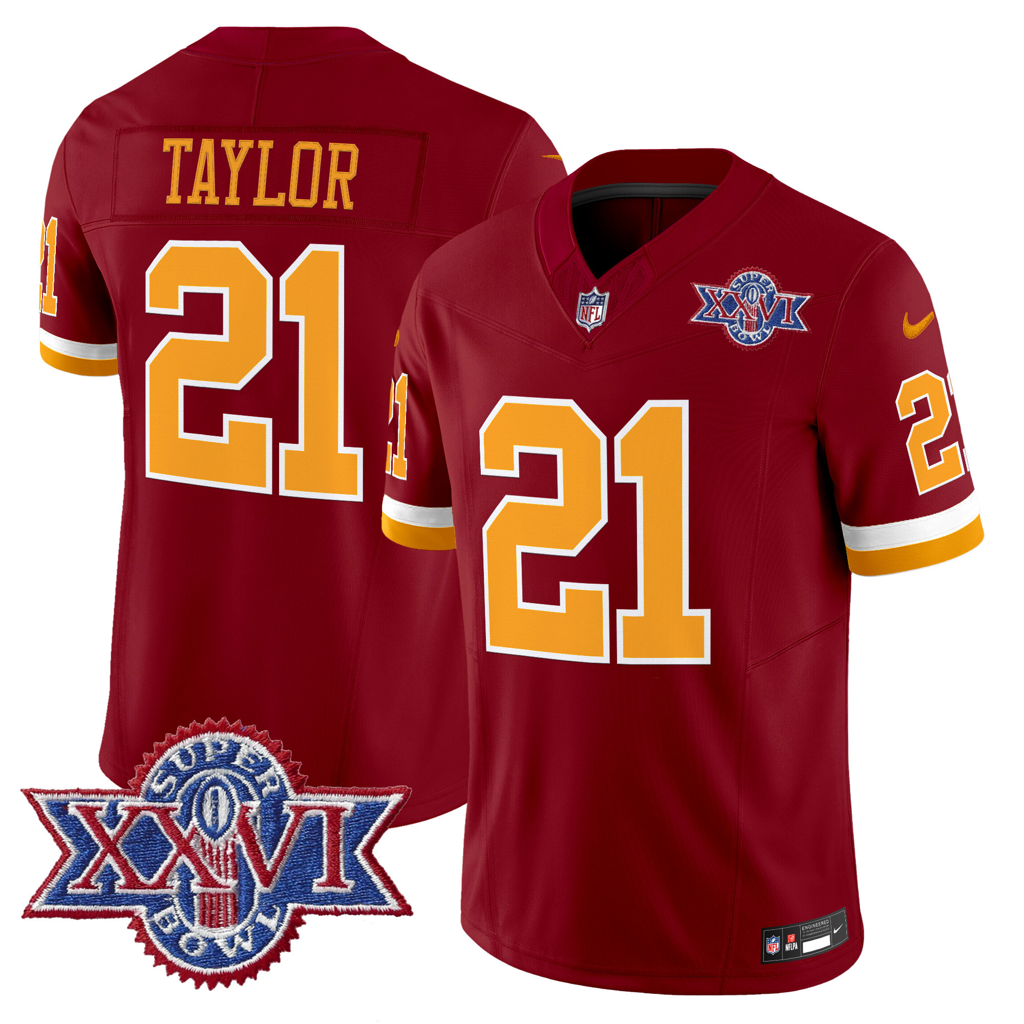 Men's Washington Redskins Throwback 1992 Super Bowl XXVI Patch Vapor Limited Jersey - All Stitched