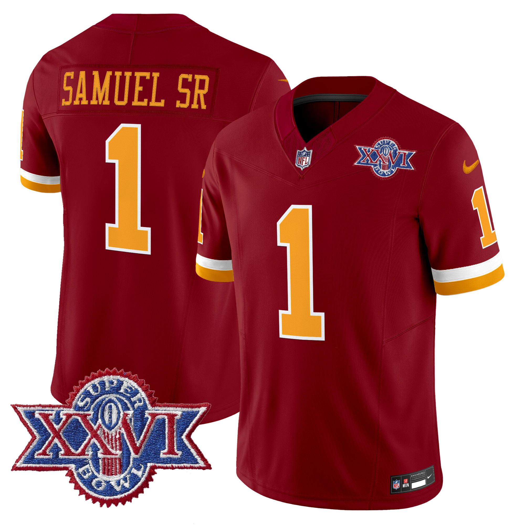 Men's Washington Redskins Throwback 1992 Super Bowl XXVI Patch Vapor Limited Jersey - All Stitched