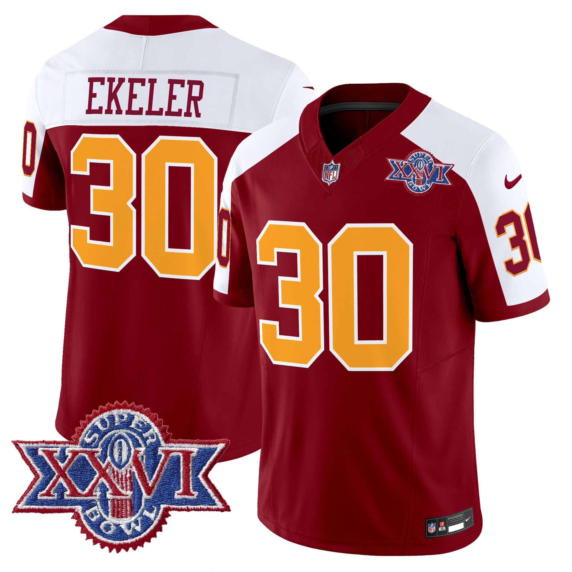 Men's Washington Redskins Throwback 1992 Super Bowl XXVI Patch Vapor Limited Jersey - All Stitched