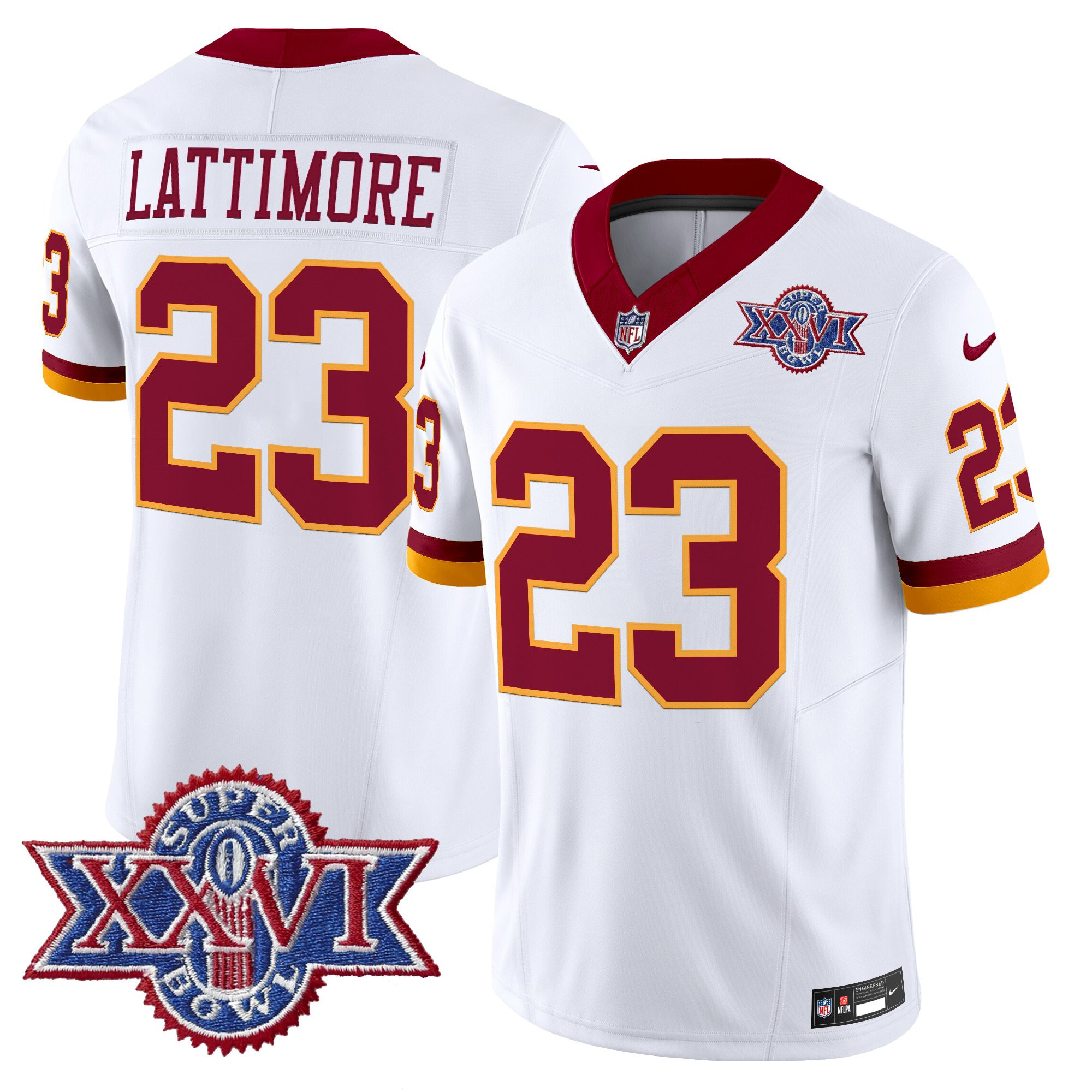 Men's Washington Redskins Throwback 1992 Super Bowl XXVI Patch Vapor Limited Jersey - All Stitched
