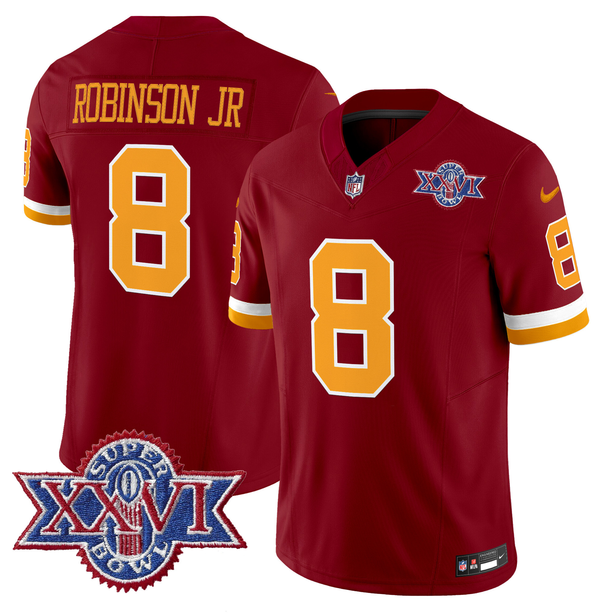 Men's Washington Redskins Throwback 1992 Super Bowl XXVI Patch Vapor Limited Jersey - All Stitched