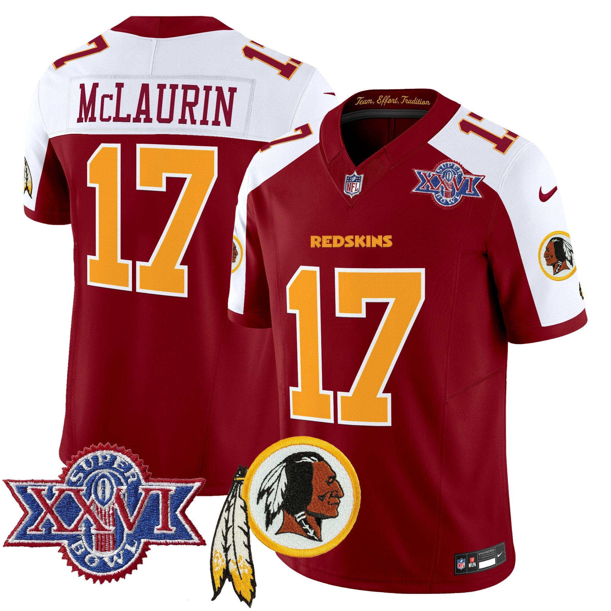 Men's Washington Redskins Throwback 1992 Super Bowl XXVI Patch Vapor Limited Jersey V3 - All Stitched