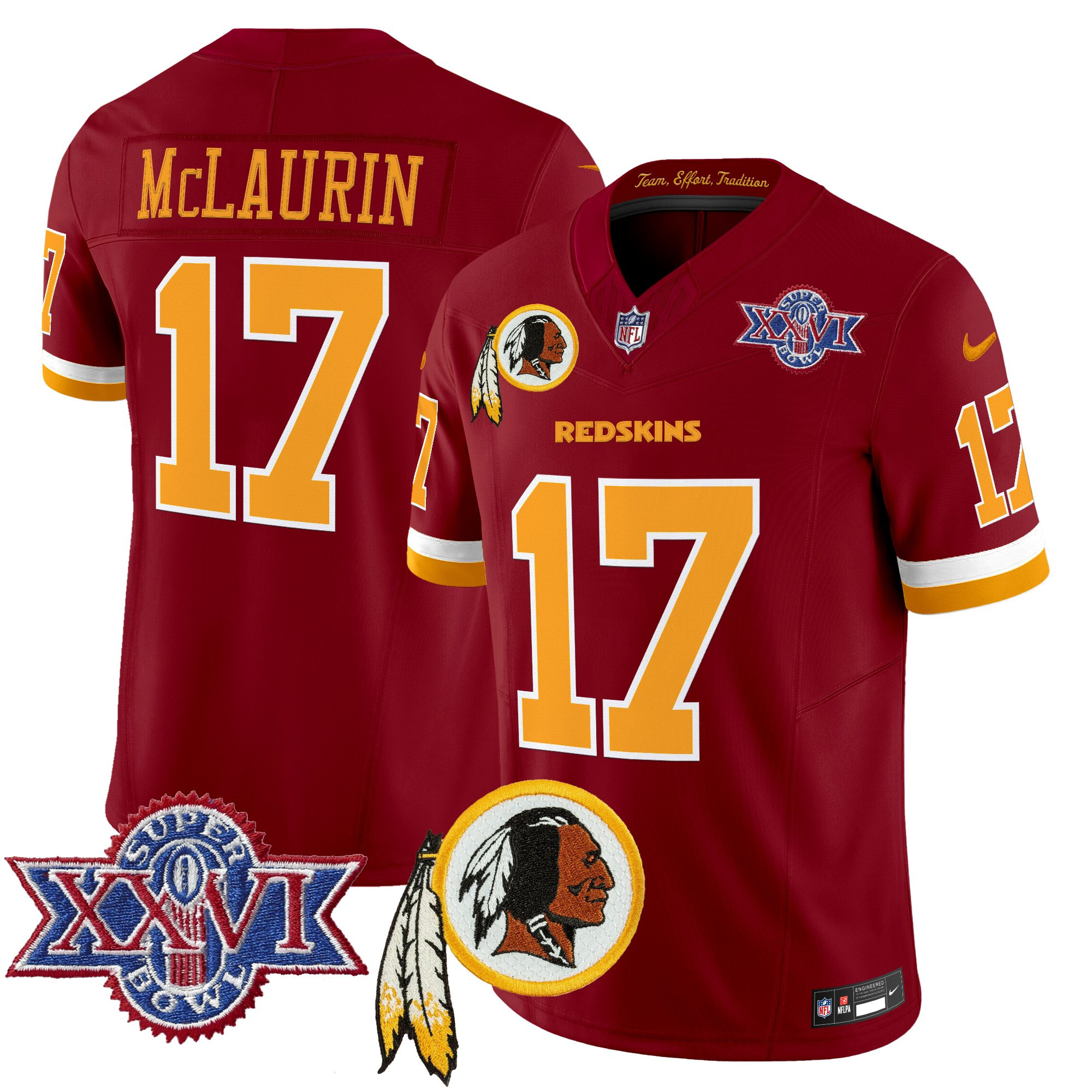 Men's Washington Redskins Throwback 1992 Super Bowl XXVI Patch Vapor Limited Jersey V3 - All Stitched