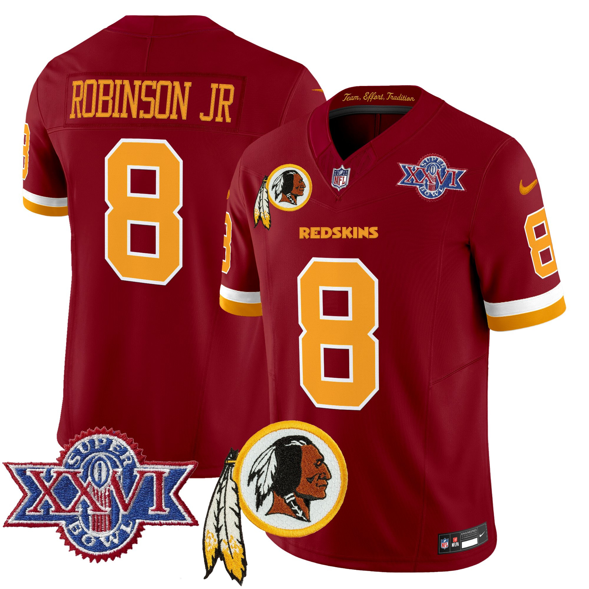 Men's Washington Redskins Throwback 1992 Super Bowl XXVI Patch Vapor Limited Jersey V3 - All Stitched