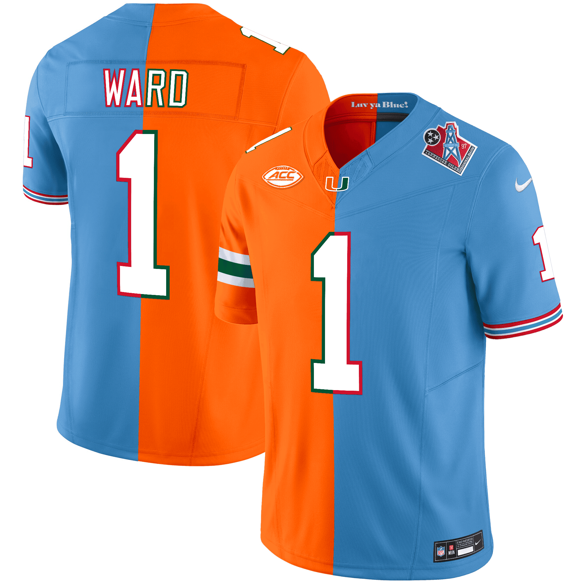 Miami Hurricanes x Tennessee Titans Split Vapor Limited Jersey