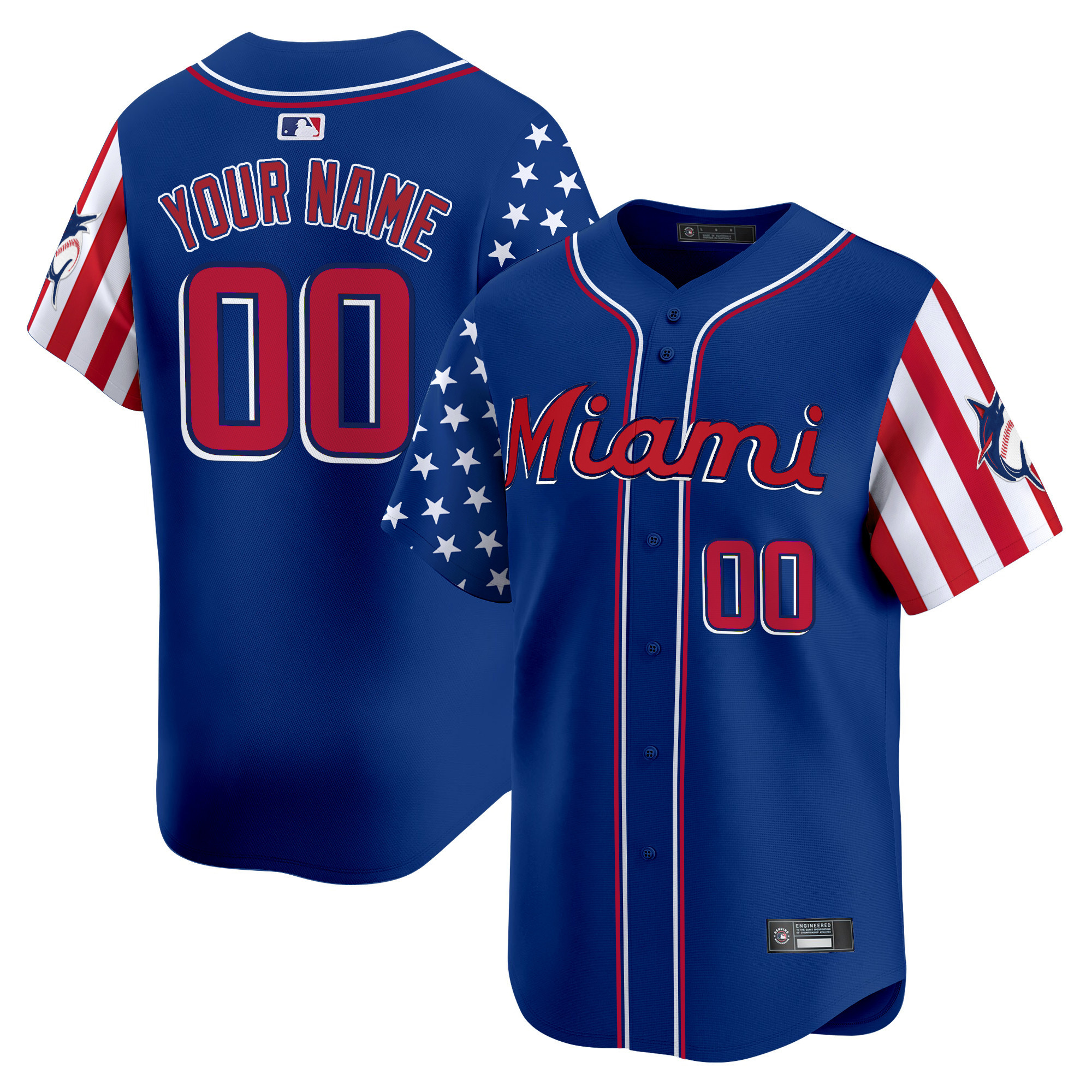 Miami Marlins 2025 Independence Day Vapor Premier Limited Custom Jersey - All Stitched