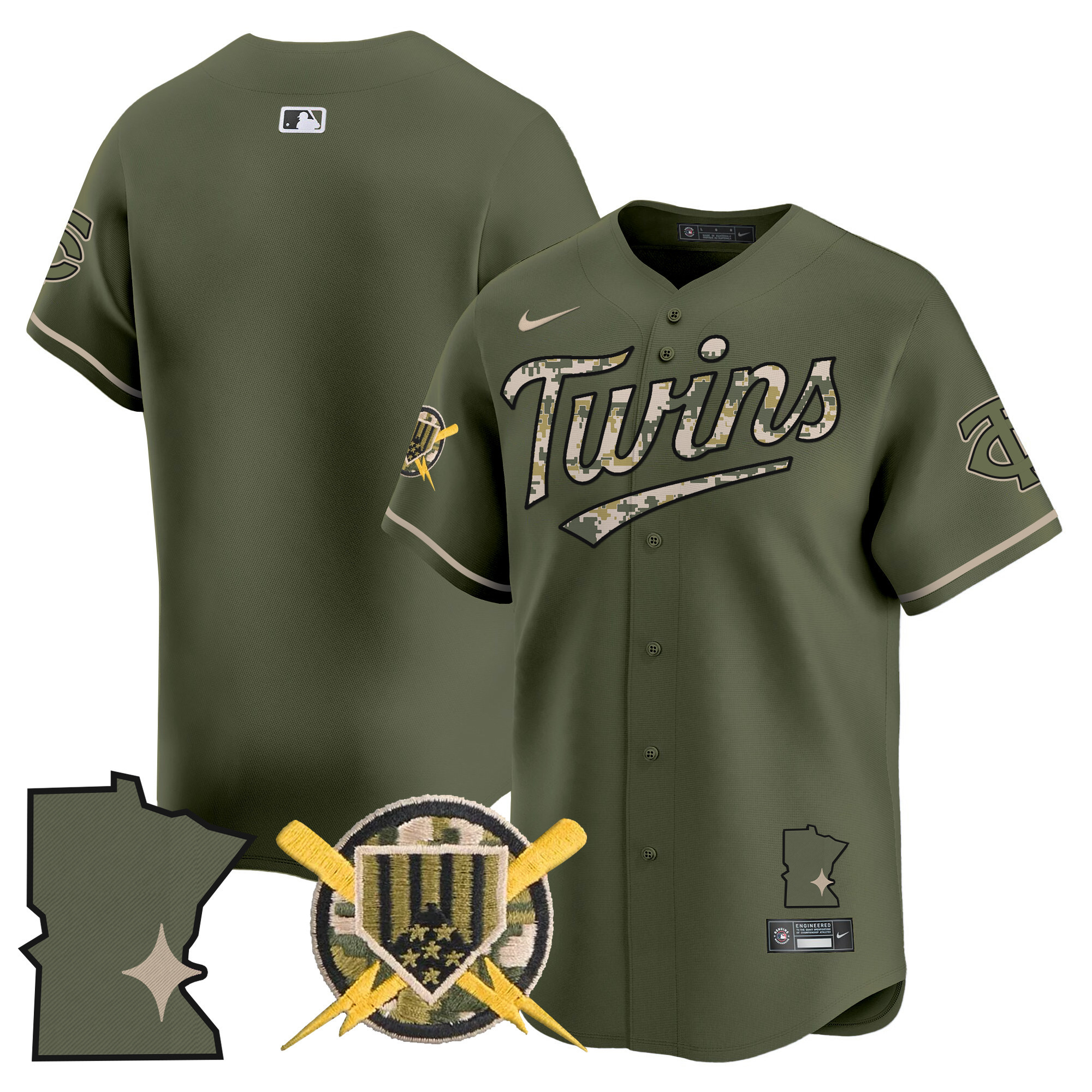 Minnesota Twins Armed Forces Day Vapor Premier Limited Jersey - All Stitched