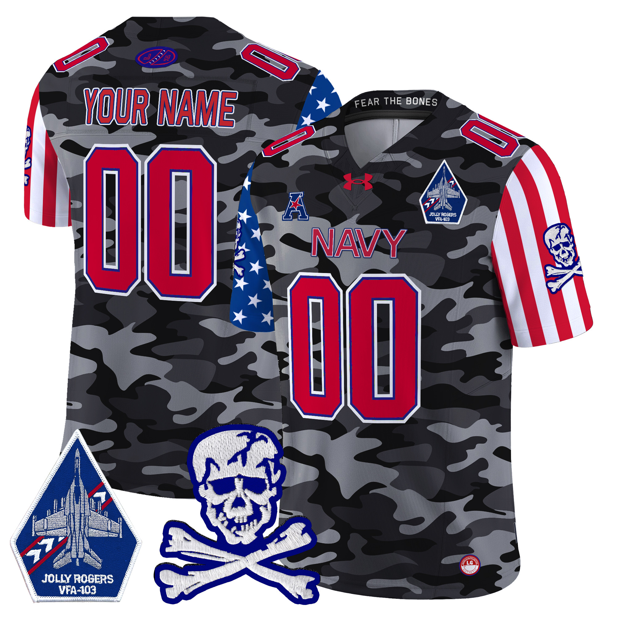 Navy Midshipmen 2025 Independence Day Vapor Limited Custom Jersey - All Stitched