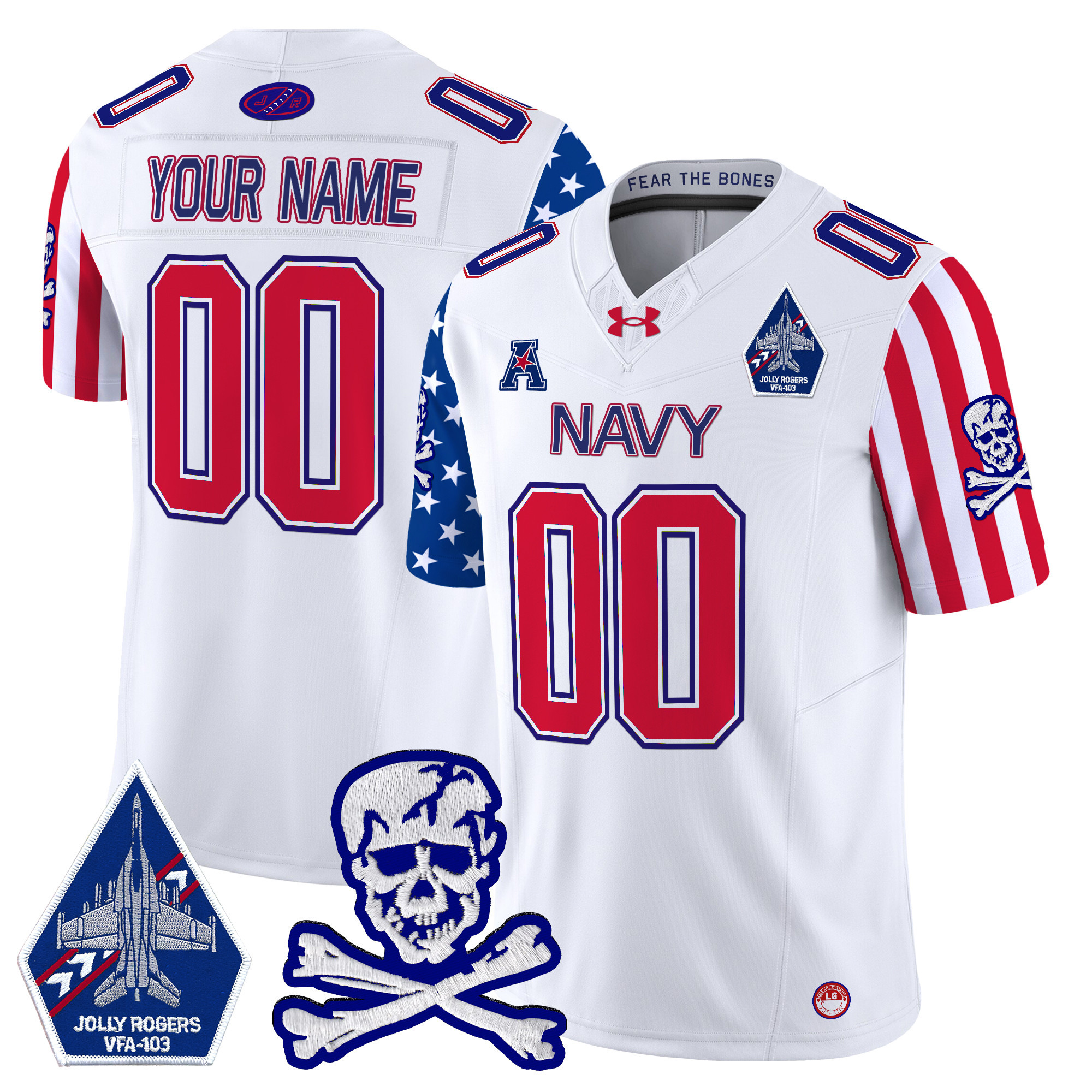 Navy Midshipmen 2025 Independence Day Vapor Limited Custom Jersey - All Stitched