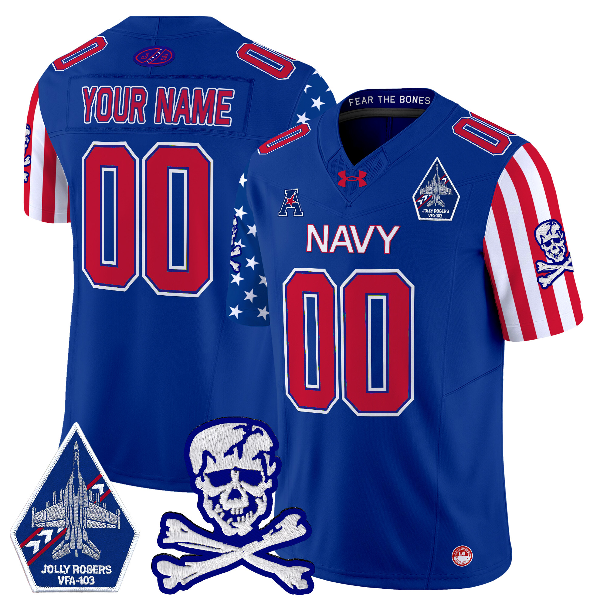 Navy Midshipmen 2025 Independence Day Vapor Limited Custom Jersey - All Stitched